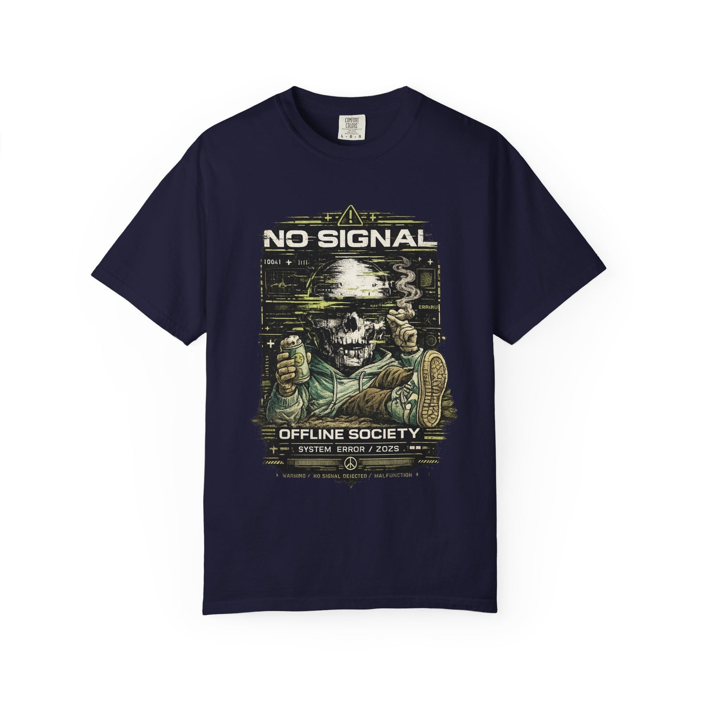 No Signal Skull T-Shirt — "Offline Society" Graphic Tee