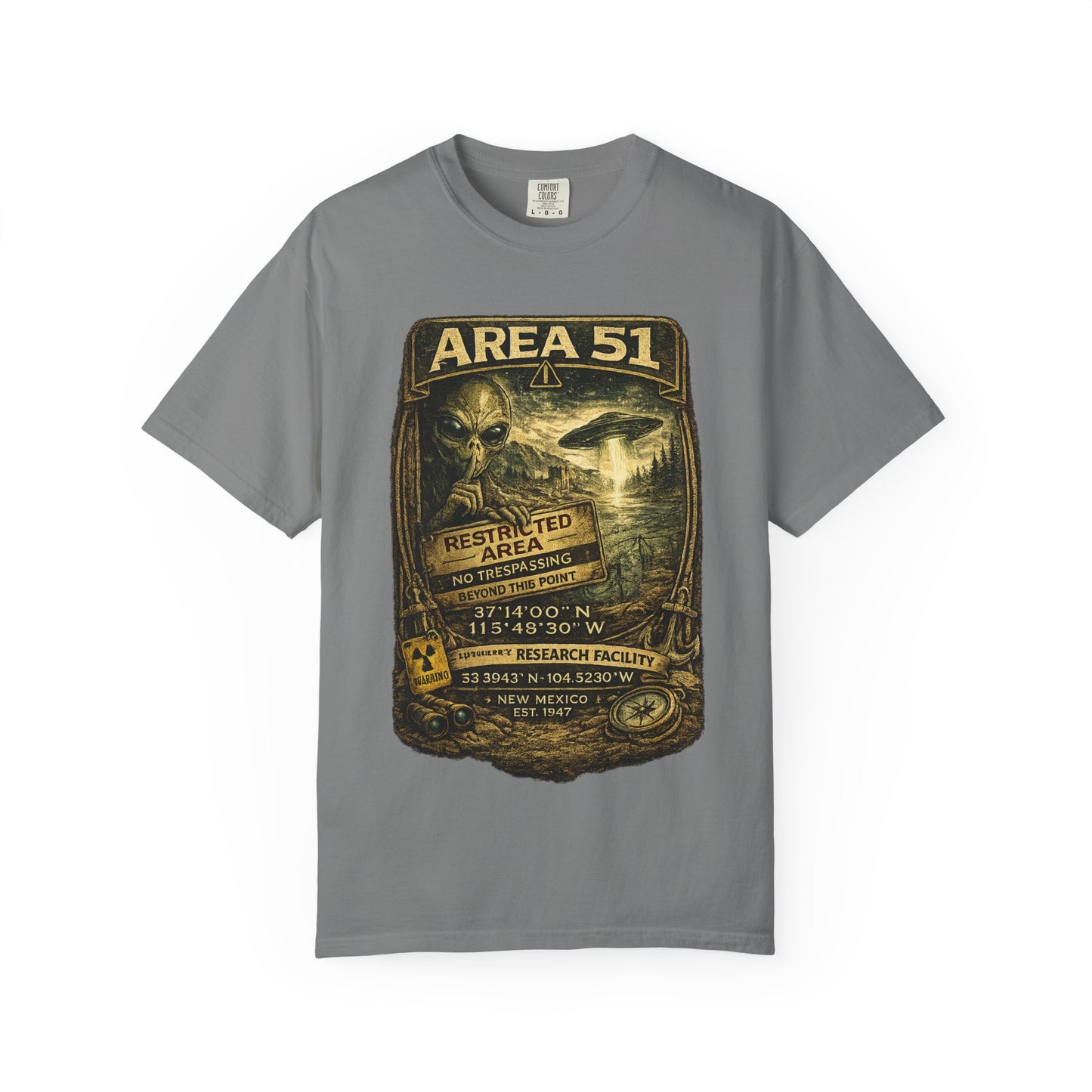 Area 51 Alien Poster T-Shirt — Vintage UFO Research Graphic Tee