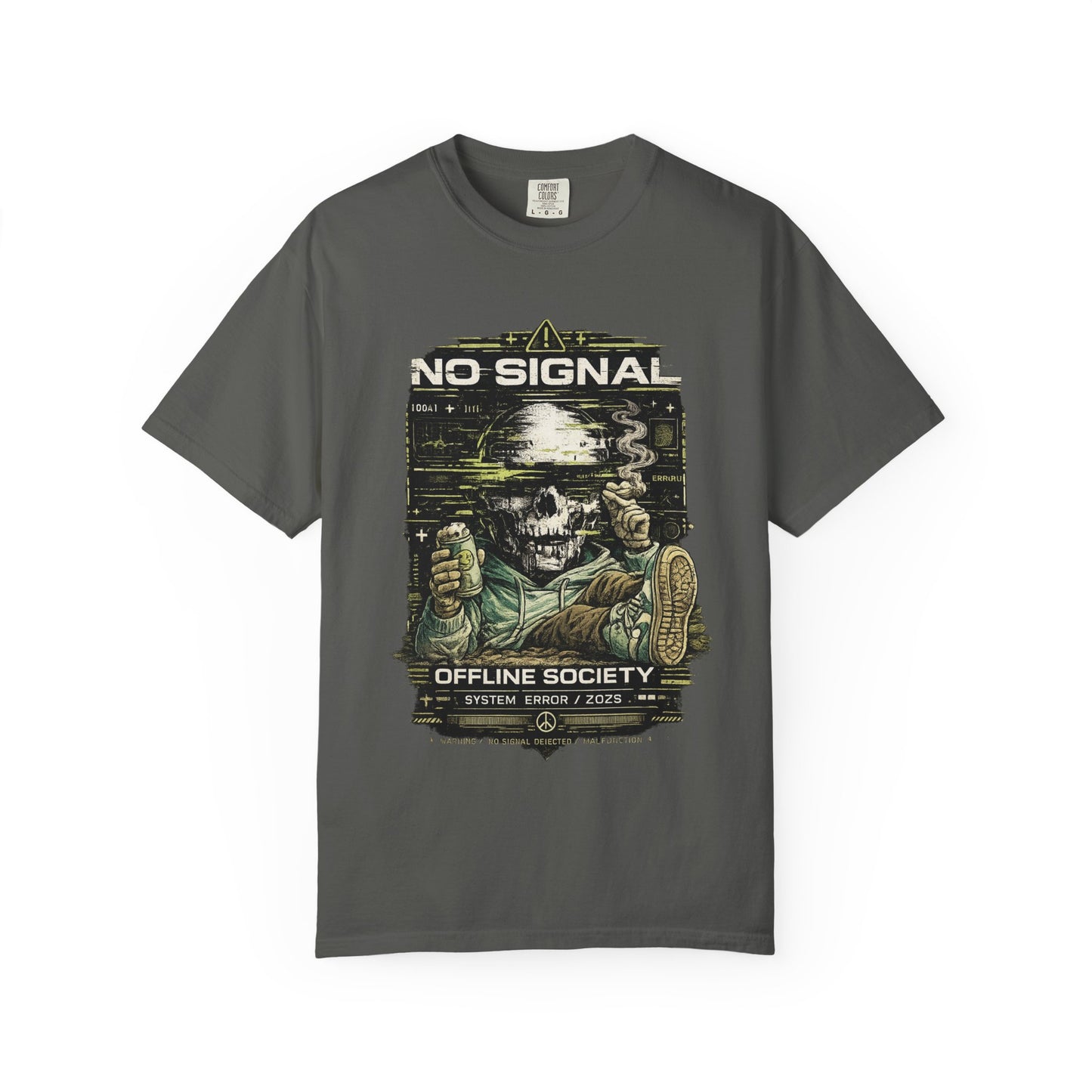 No Signal Skull T-Shirt — "Offline Society" Graphic Tee