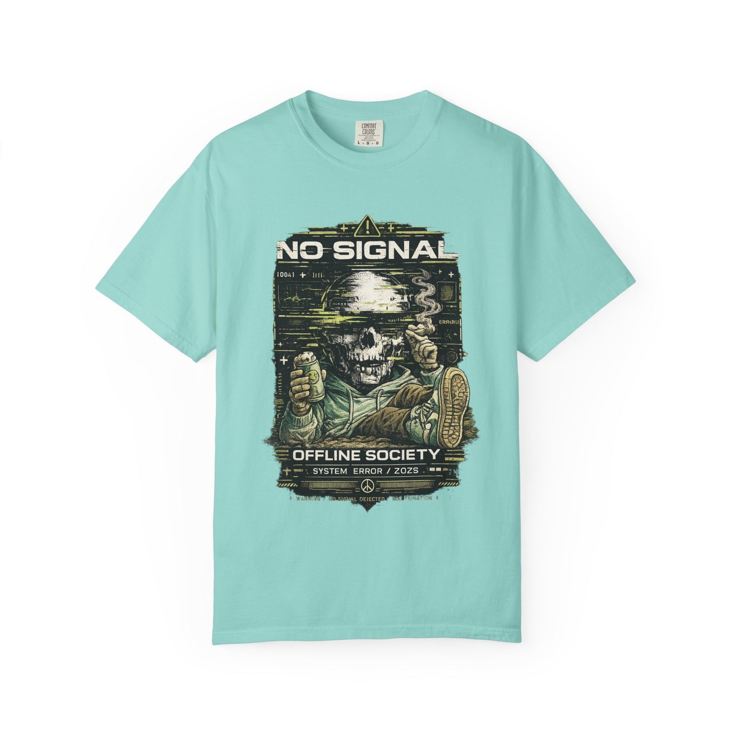 No Signal Skull T-Shirt — "Offline Society" Graphic Tee