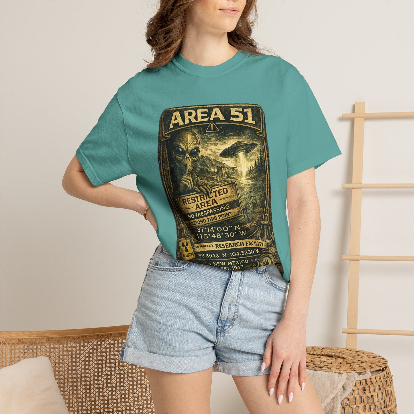 Area 51 Alien Poster T-Shirt — Vintage UFO Research Graphic Tee