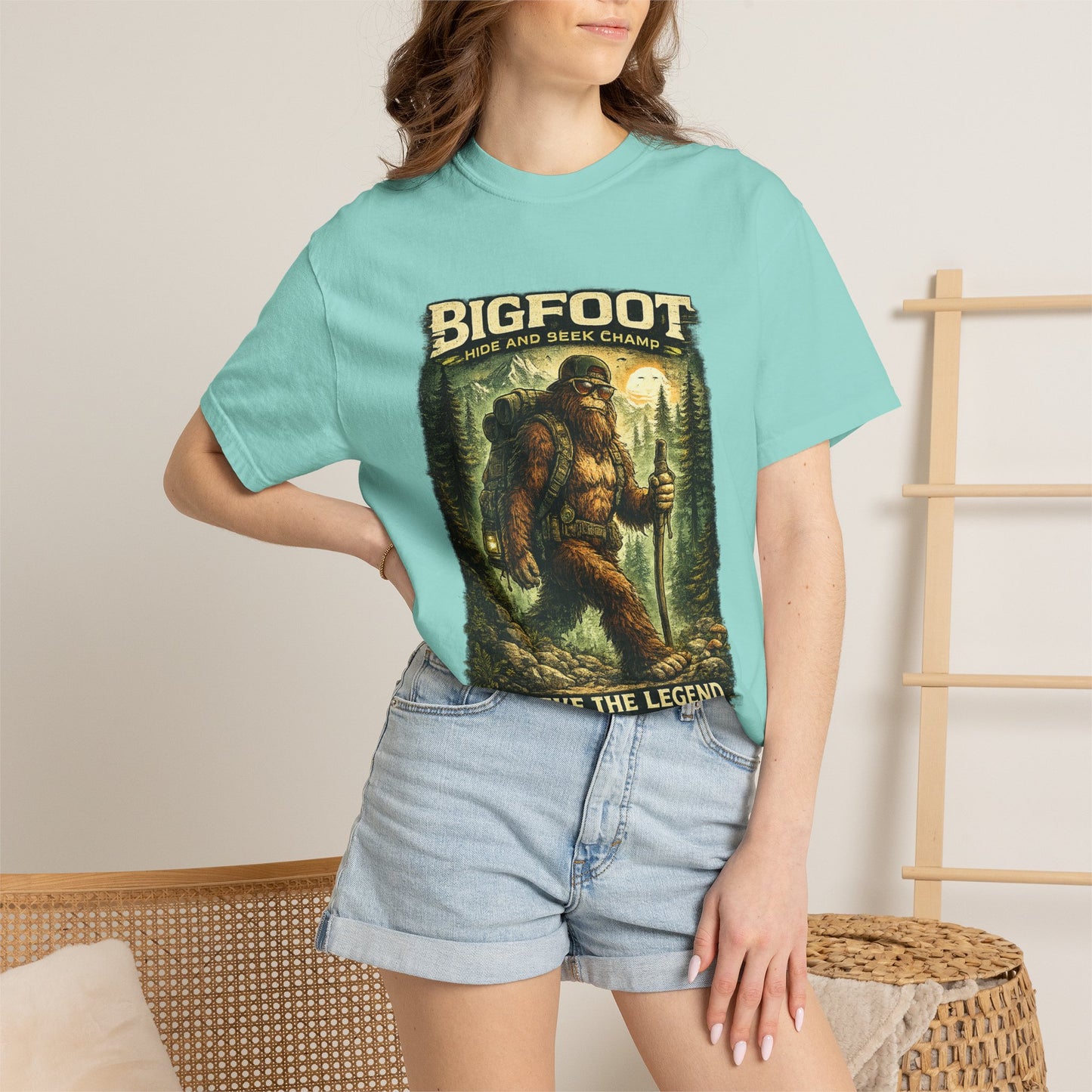 Bigfoot Graphic T-Shirt — "Believe the Legend" Retro Sasquatch Design