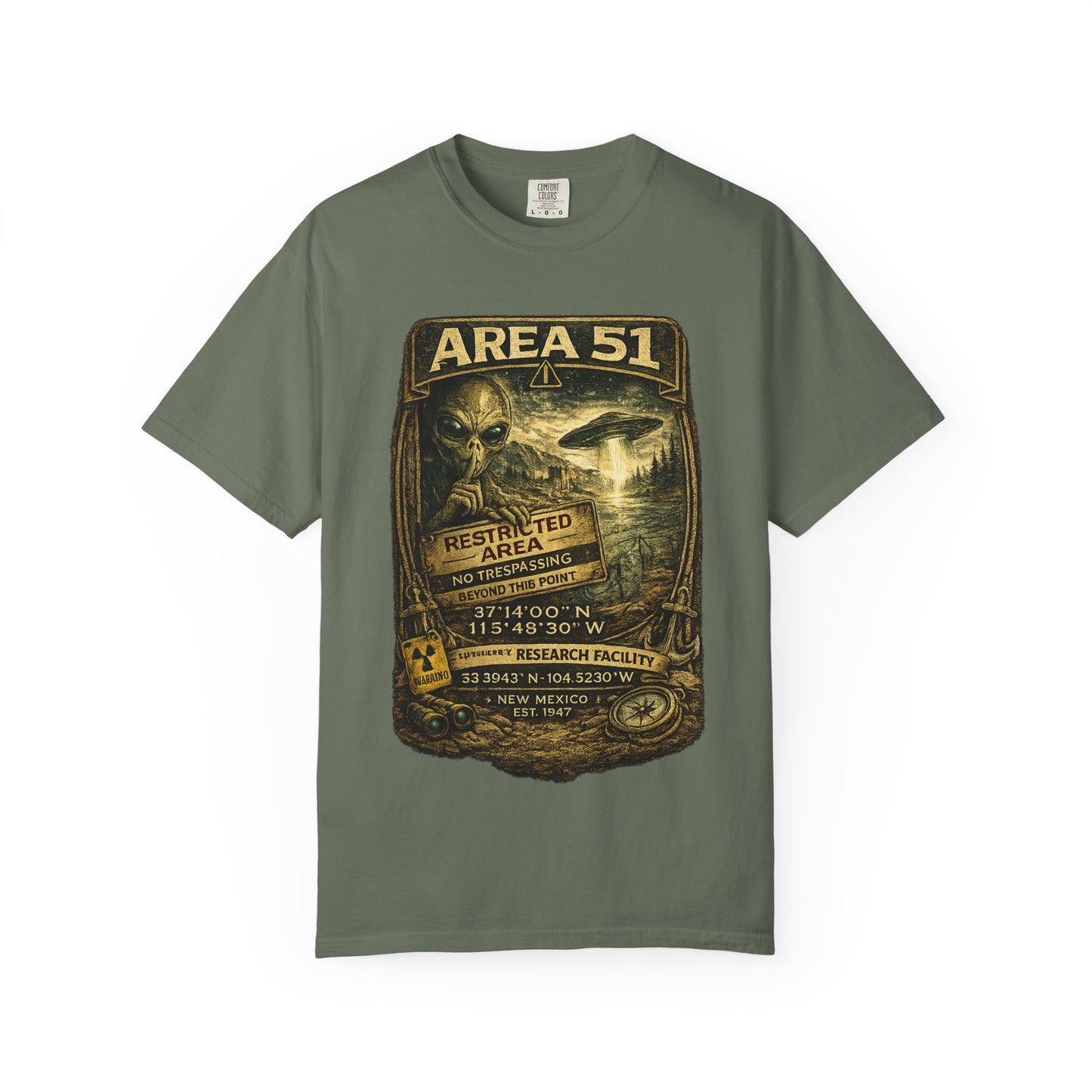 Area 51 Alien Poster T-Shirt — Vintage UFO Research Graphic Tee