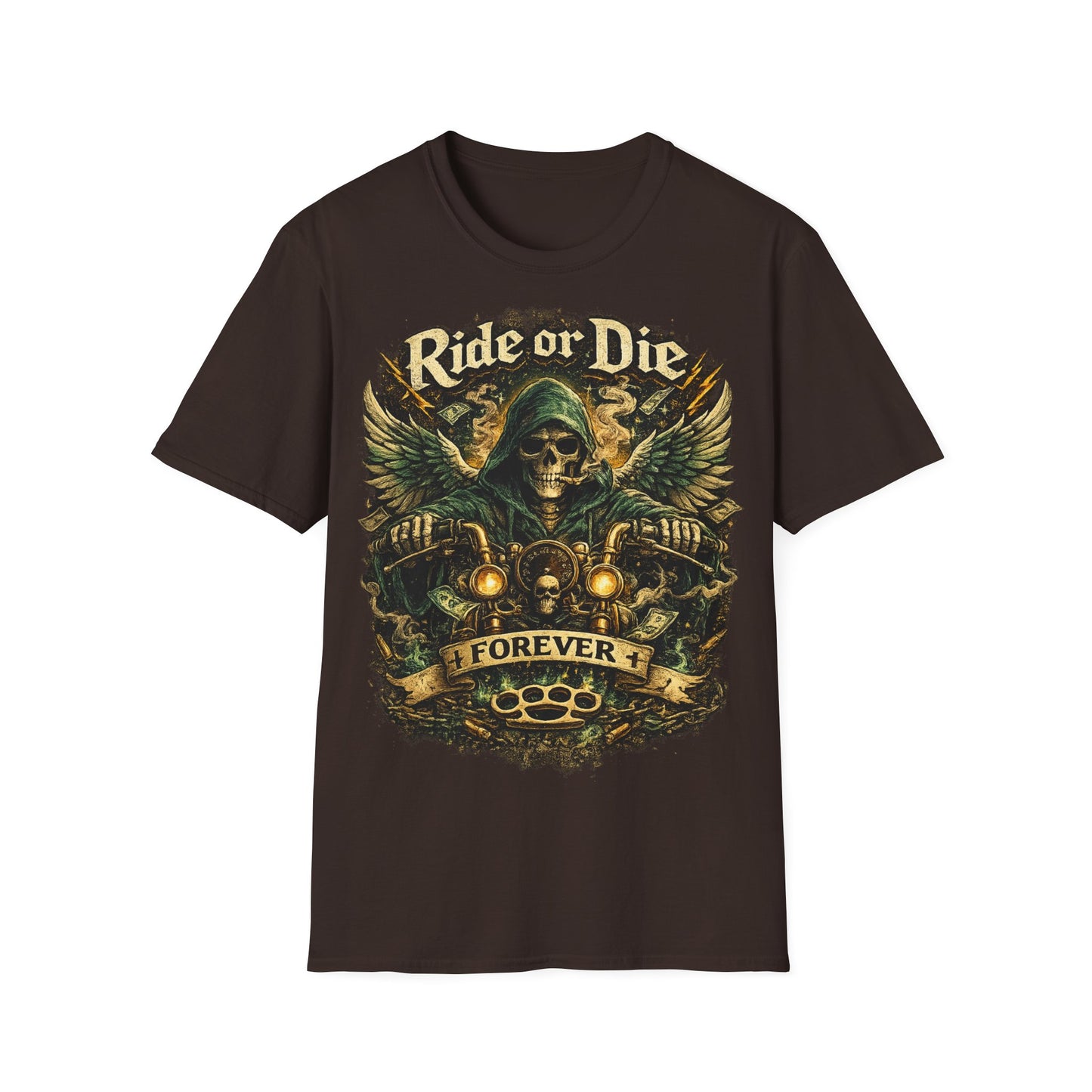Ride or Die Motorcycle T‑Shirt — Grim Reaper Biker Graphic Tee