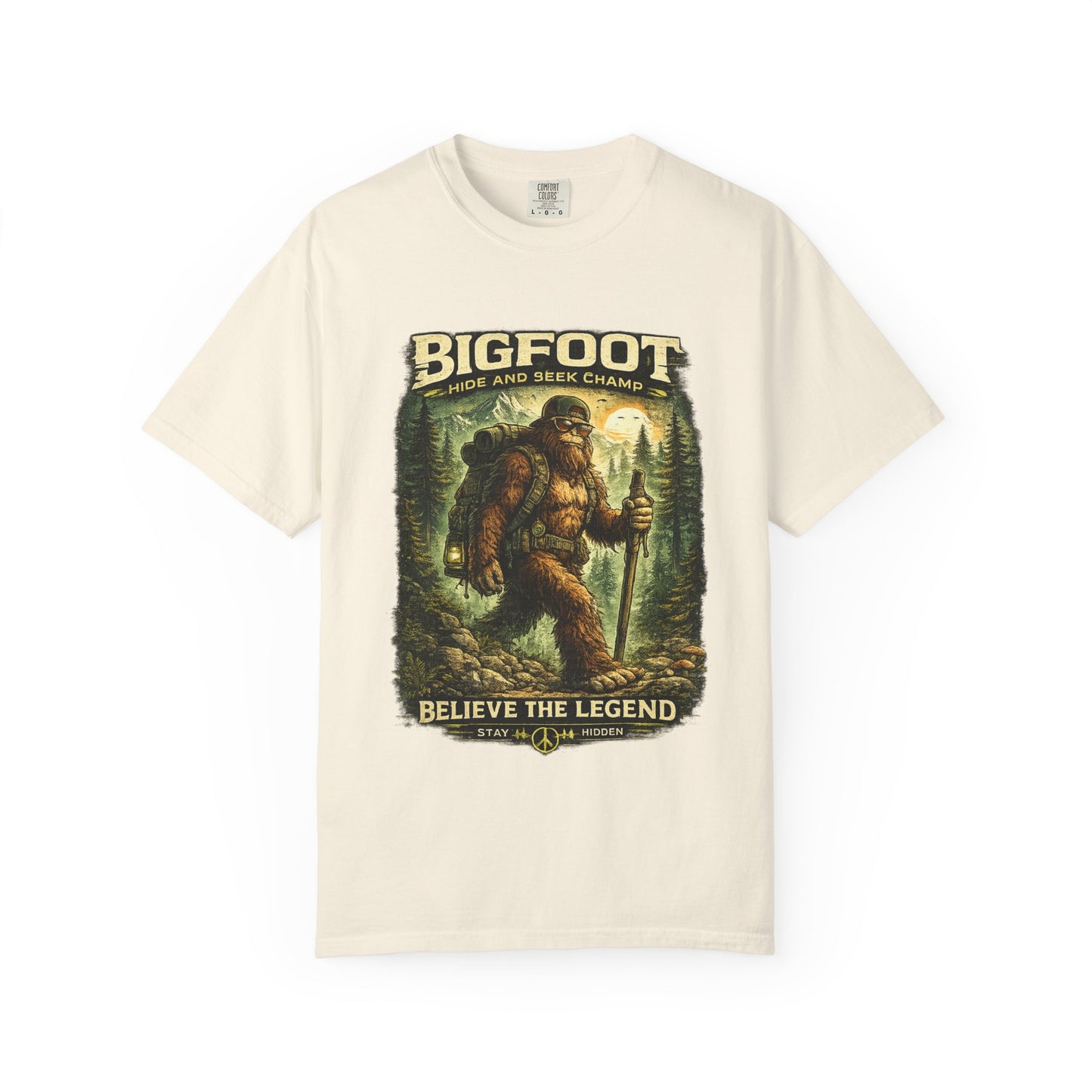 Bigfoot Graphic T-Shirt — "Believe the Legend" Retro Sasquatch Design