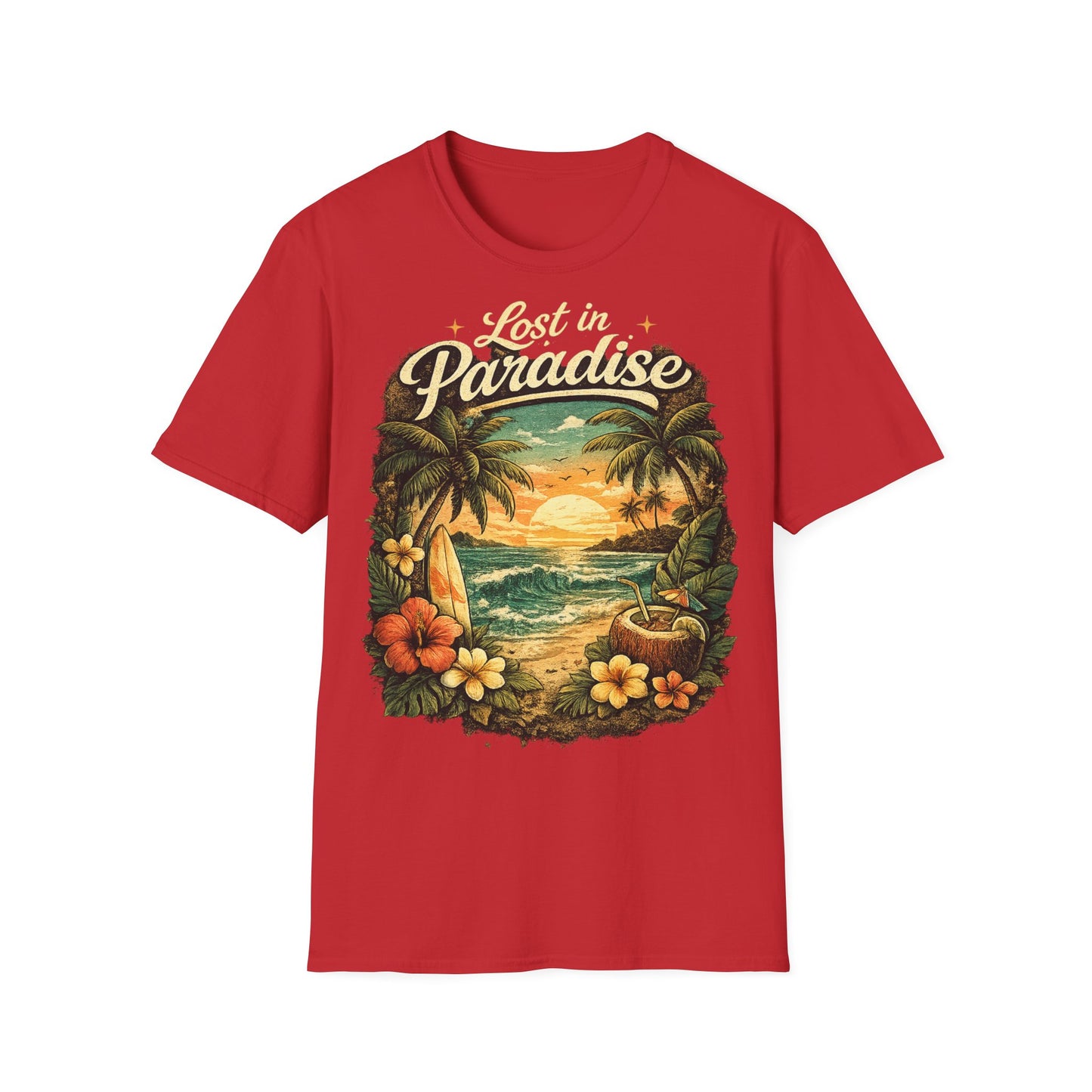 Lost in Paradise T-Shirt — Vintage Tropical Sunset Tee