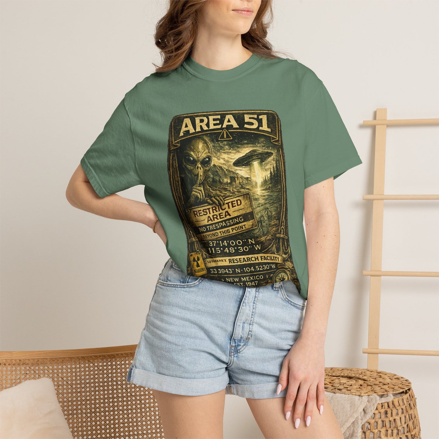Area 51 Alien Poster T-Shirt — Vintage UFO Research Graphic Tee
