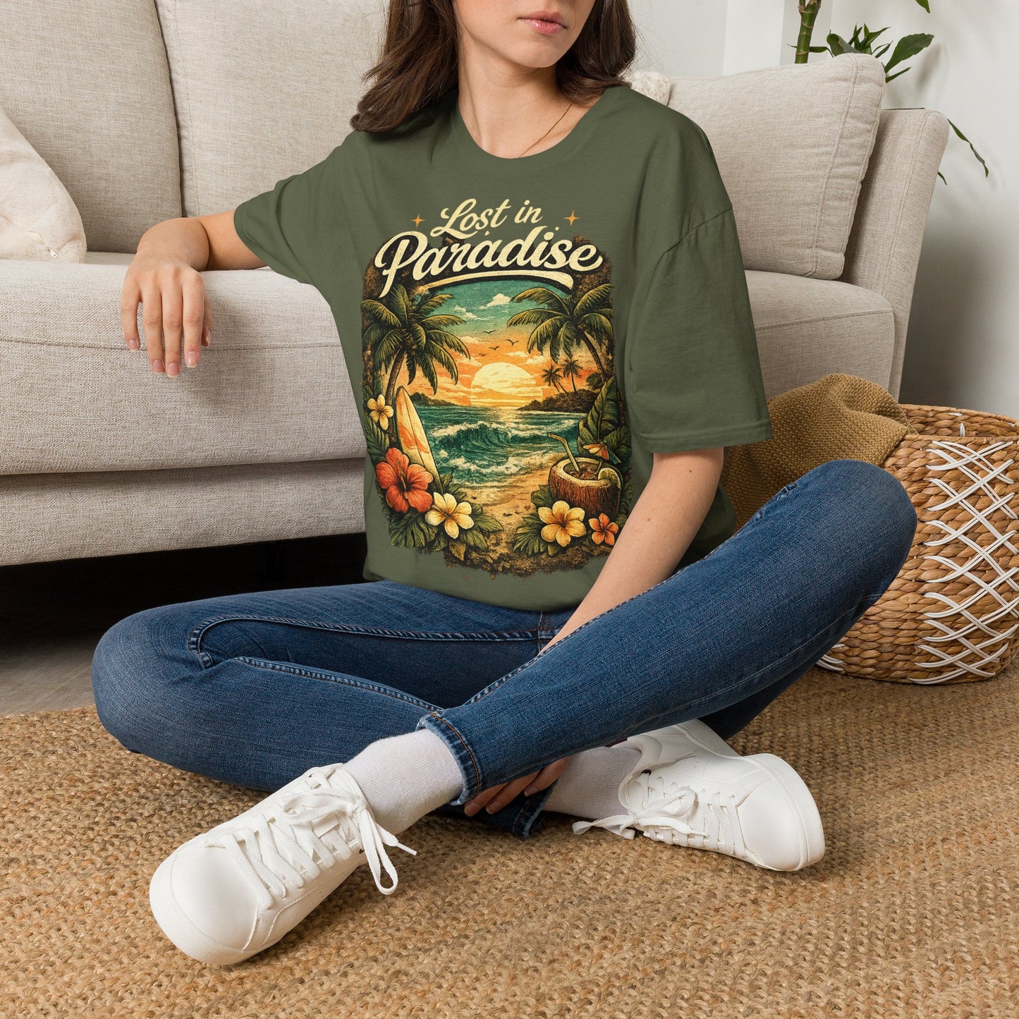 Lost in Paradise T-Shirt — Vintage Tropical Sunset Tee