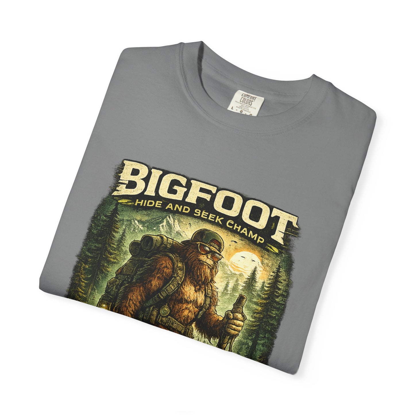 Bigfoot Graphic T-Shirt — "Believe the Legend" Retro Sasquatch Design
