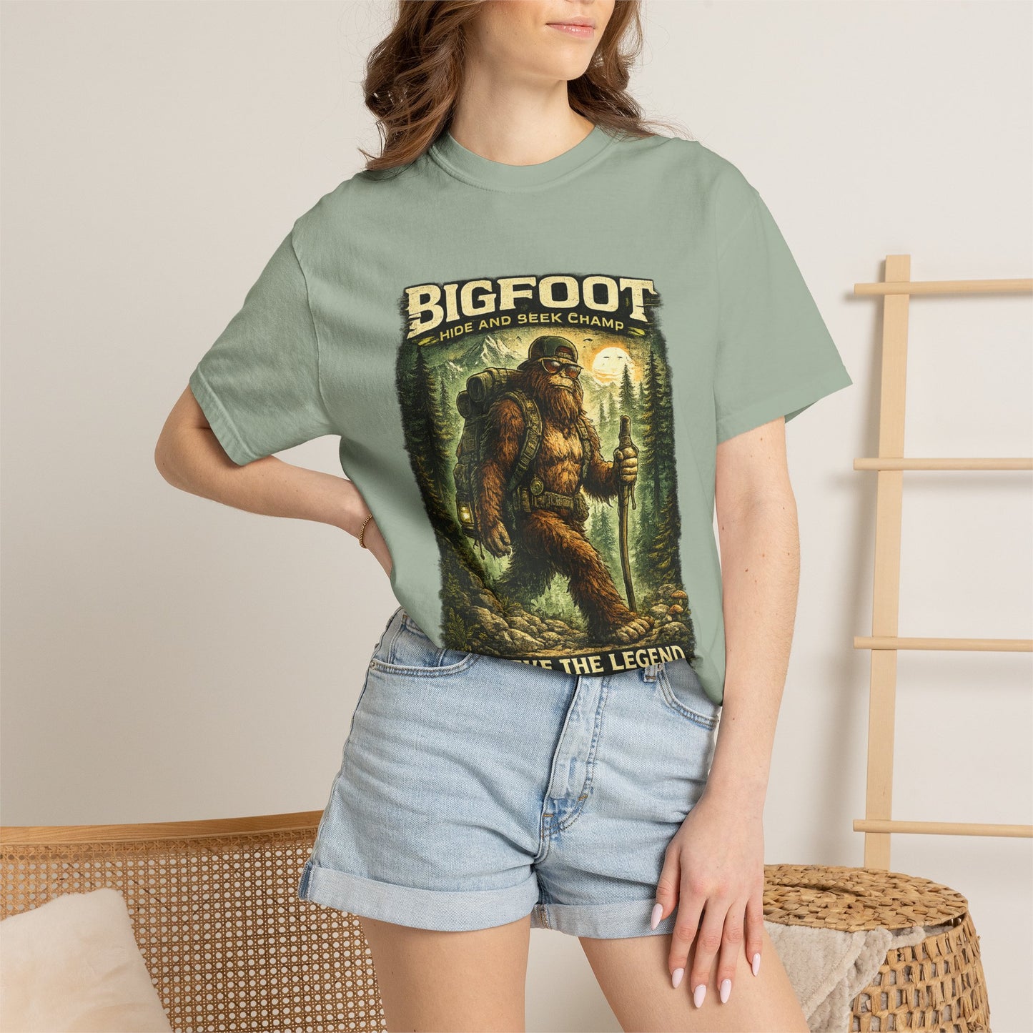 Bigfoot Graphic T-Shirt — "Believe the Legend" Retro Sasquatch Design