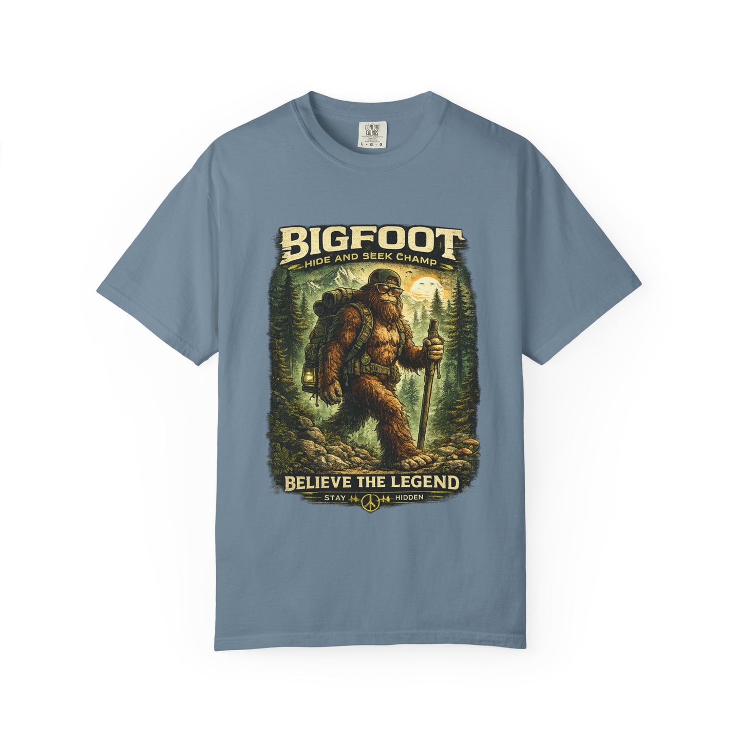 Bigfoot Graphic T-Shirt — "Believe the Legend" Retro Sasquatch Design