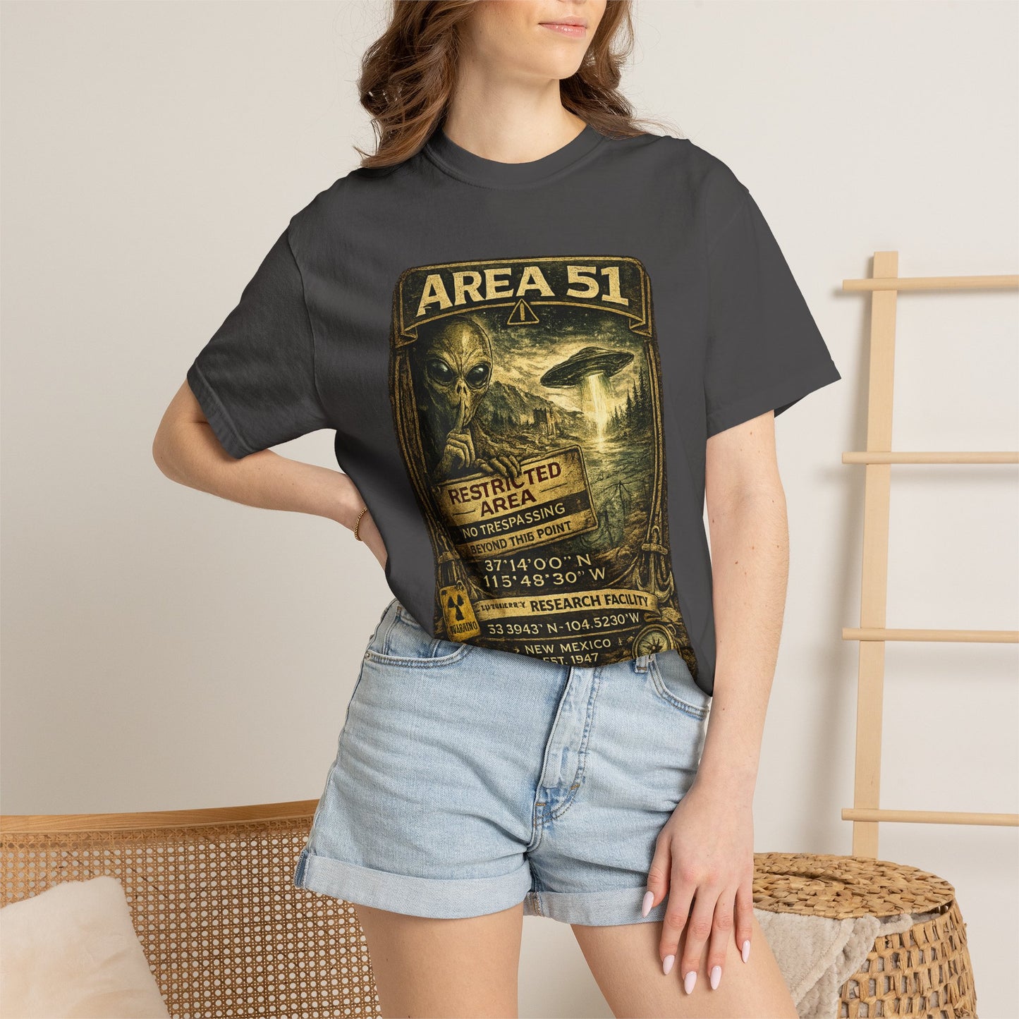 Area 51 Alien Poster T-Shirt — Vintage UFO Research Graphic Tee