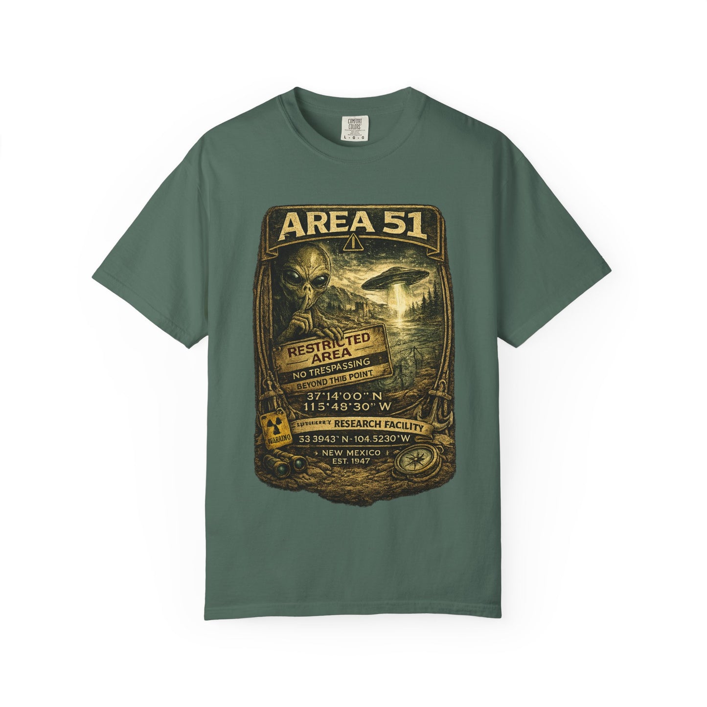 Area 51 Alien Poster T-Shirt — Vintage UFO Research Graphic Tee