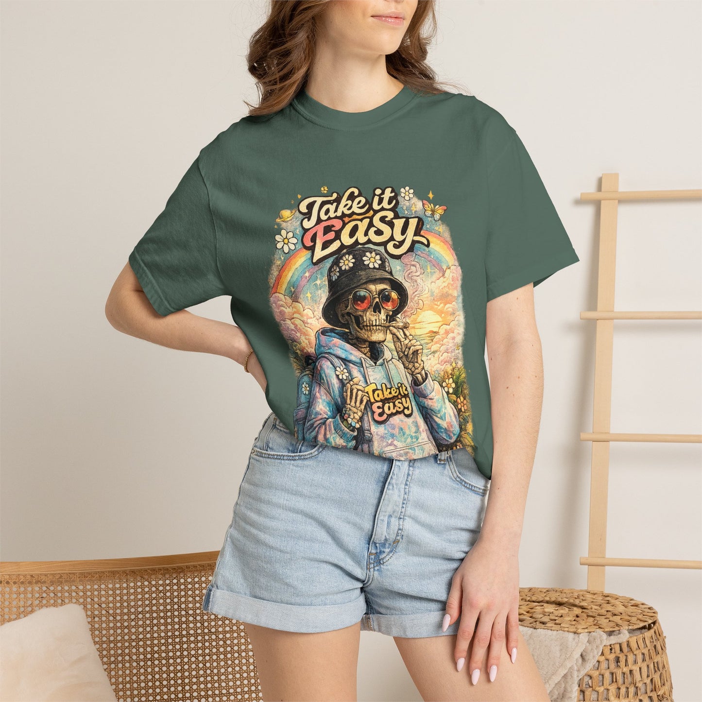 Take It Easy T-Shirt — Retro Sloth Graphic Tee, Chill Vibe Casual Shirt