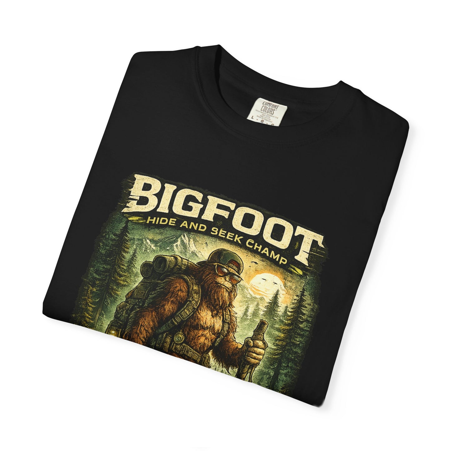 Bigfoot Graphic T-Shirt — "Believe the Legend" Retro Sasquatch Design