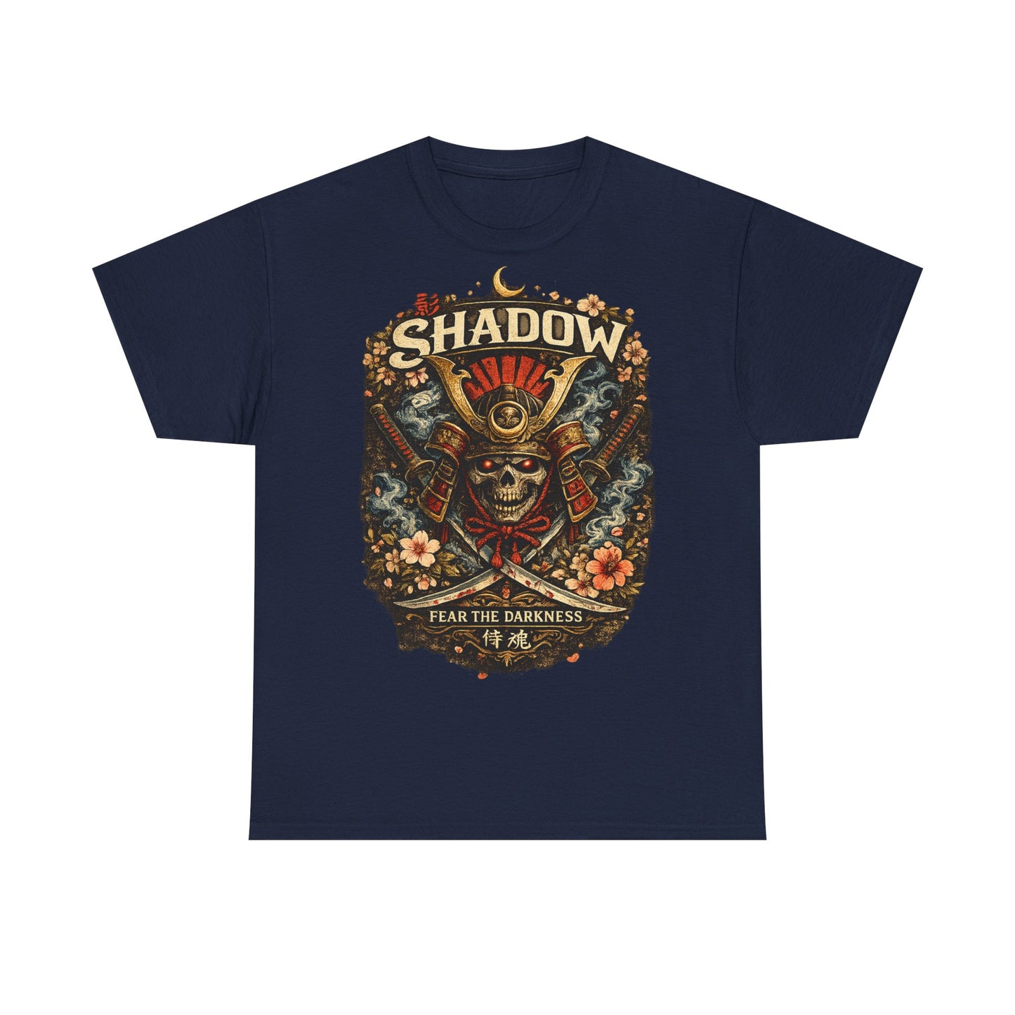 Shadow Samurai Skull Tee — "Fear the Darkness" Graphic T-Shirt