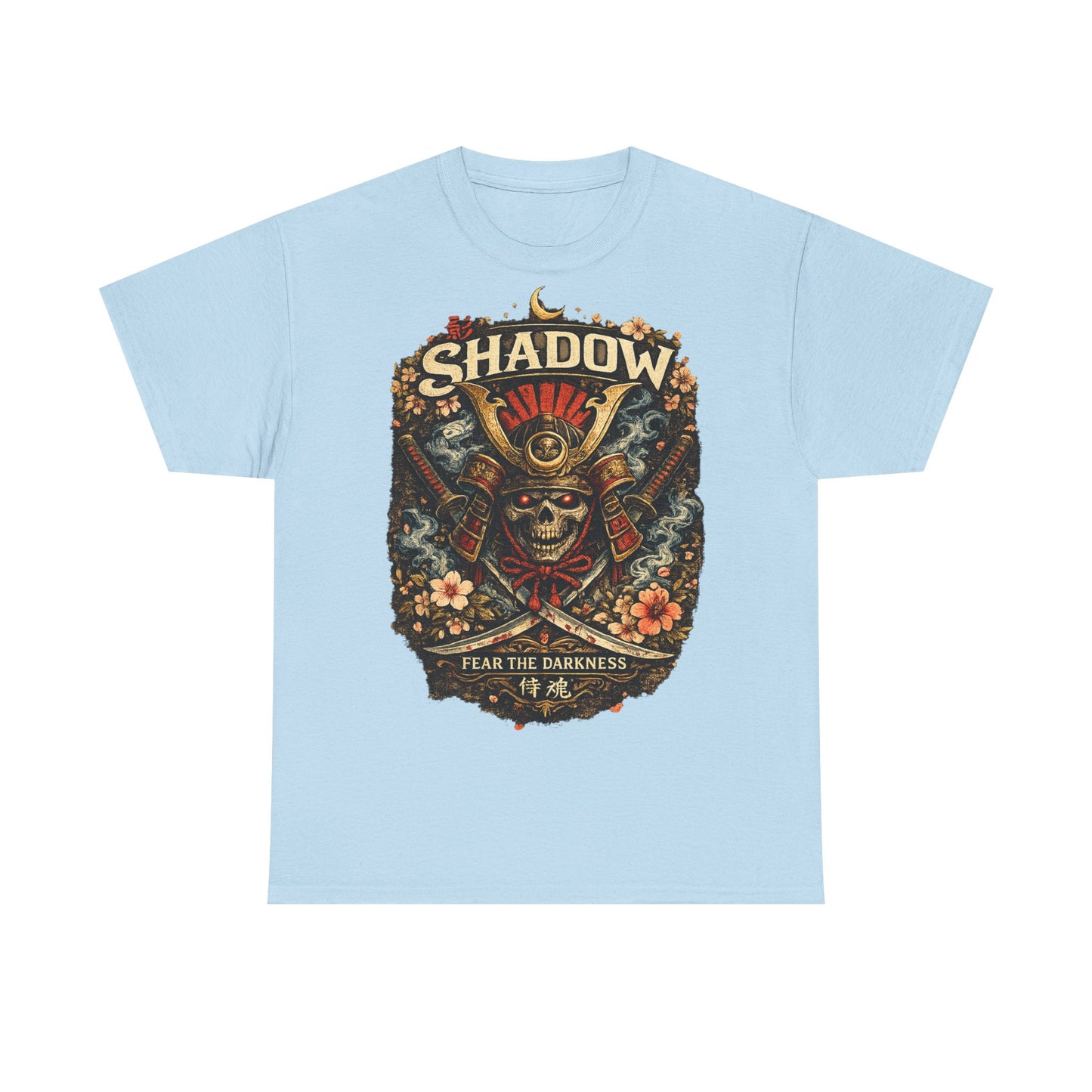 Shadow Samurai Skull Tee — "Fear the Darkness" Graphic T-Shirt