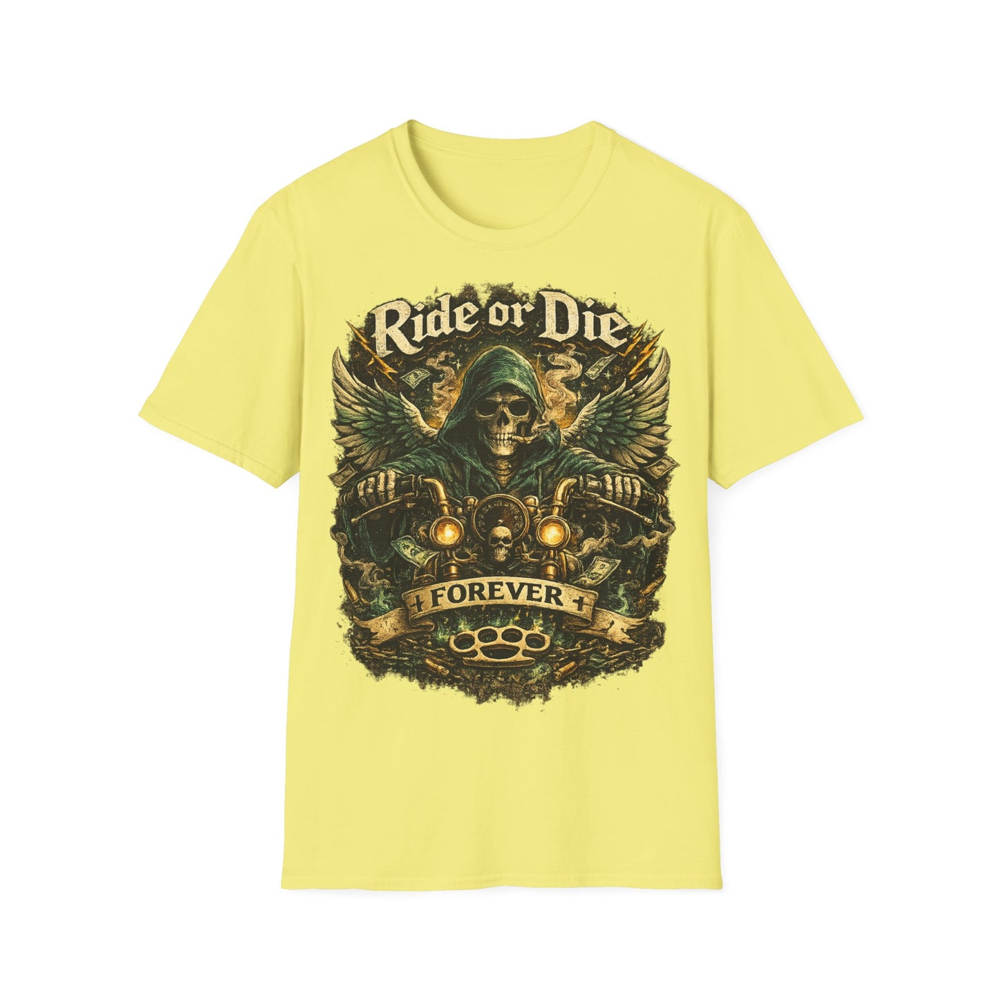 Ride or Die Motorcycle T‑Shirt — Grim Reaper Biker Graphic Tee