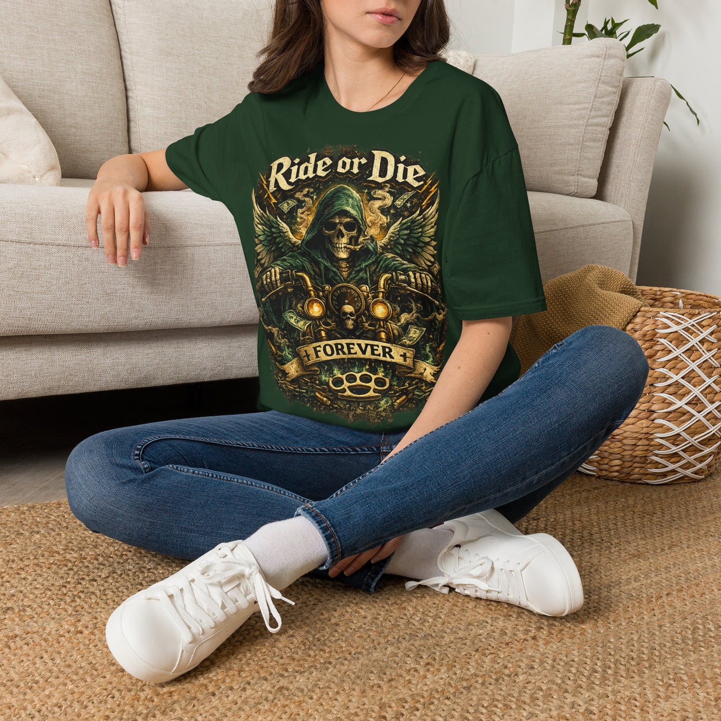 Ride or Die Motorcycle T‑Shirt — Grim Reaper Biker Graphic Tee