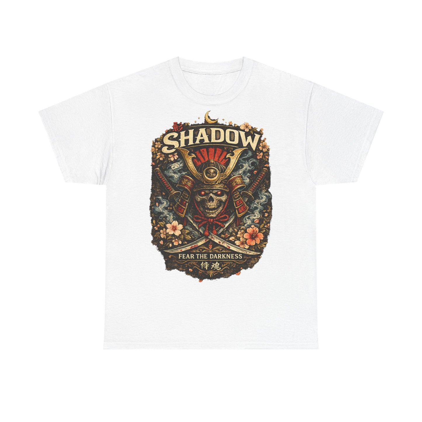 Shadow Samurai Skull Tee — "Fear the Darkness" Graphic T-Shirt