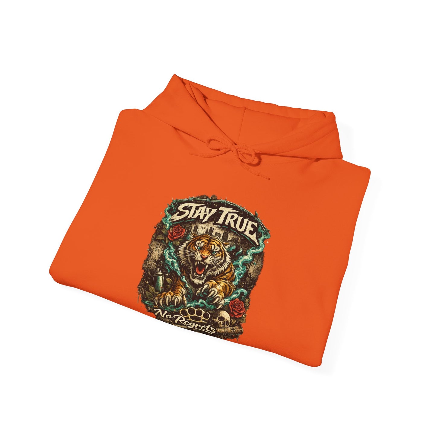 Stay True Tiger Hooded Sweatshirt — Vintage Floral Graphic Hoodie