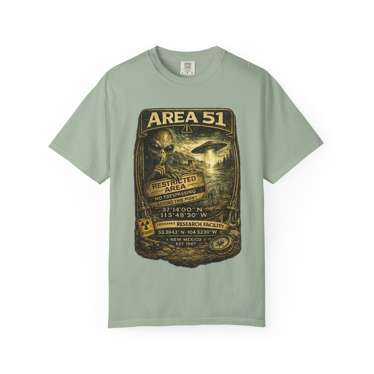 Area 51 Alien Poster T-Shirt — Vintage UFO Research Graphic Tee