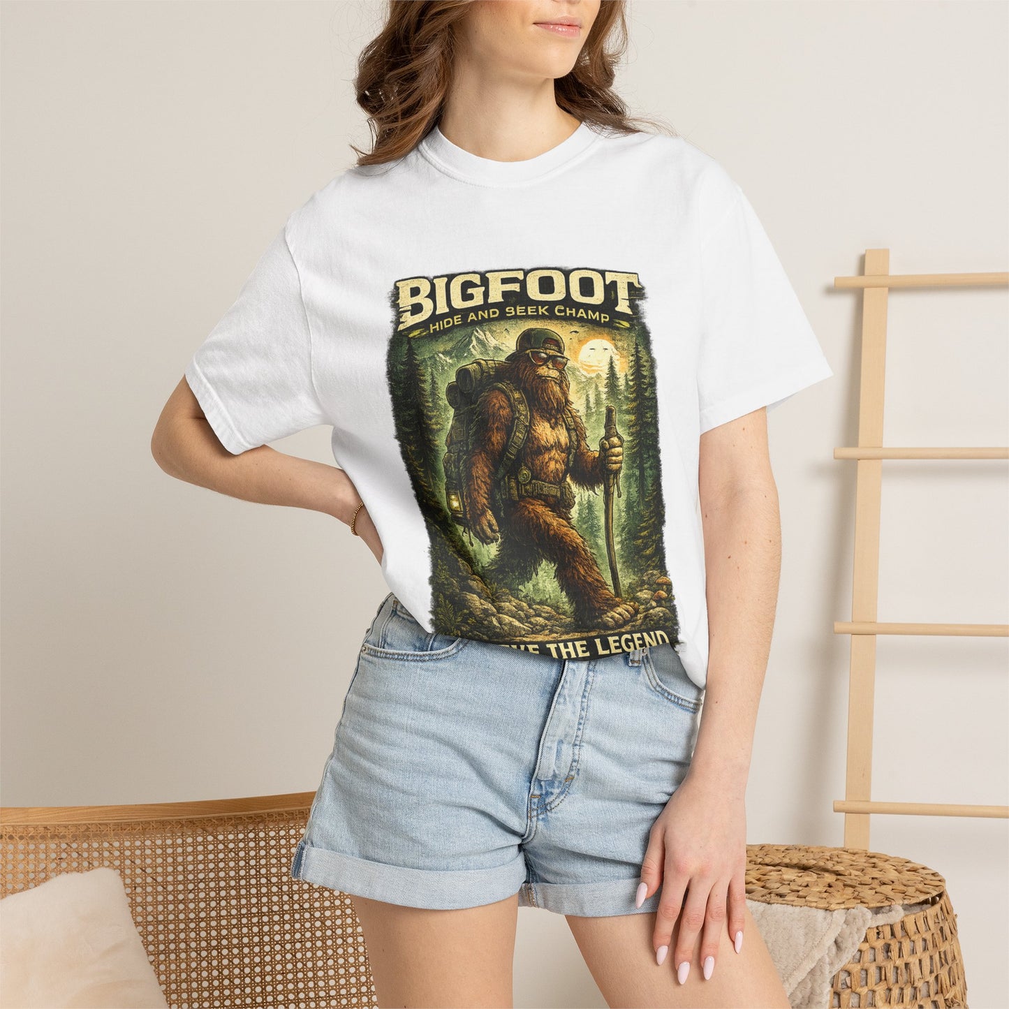 Bigfoot Graphic T-Shirt — "Believe the Legend" Retro Sasquatch Design