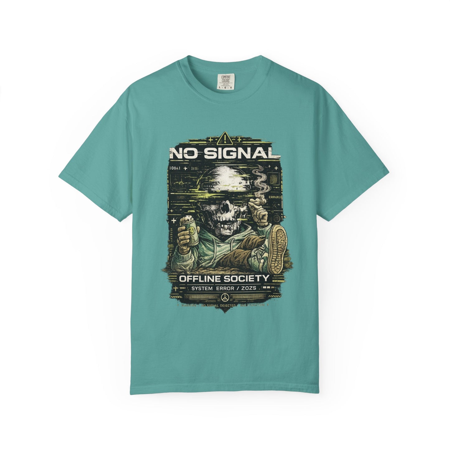 No Signal Skull T-Shirt — "Offline Society" Graphic Tee