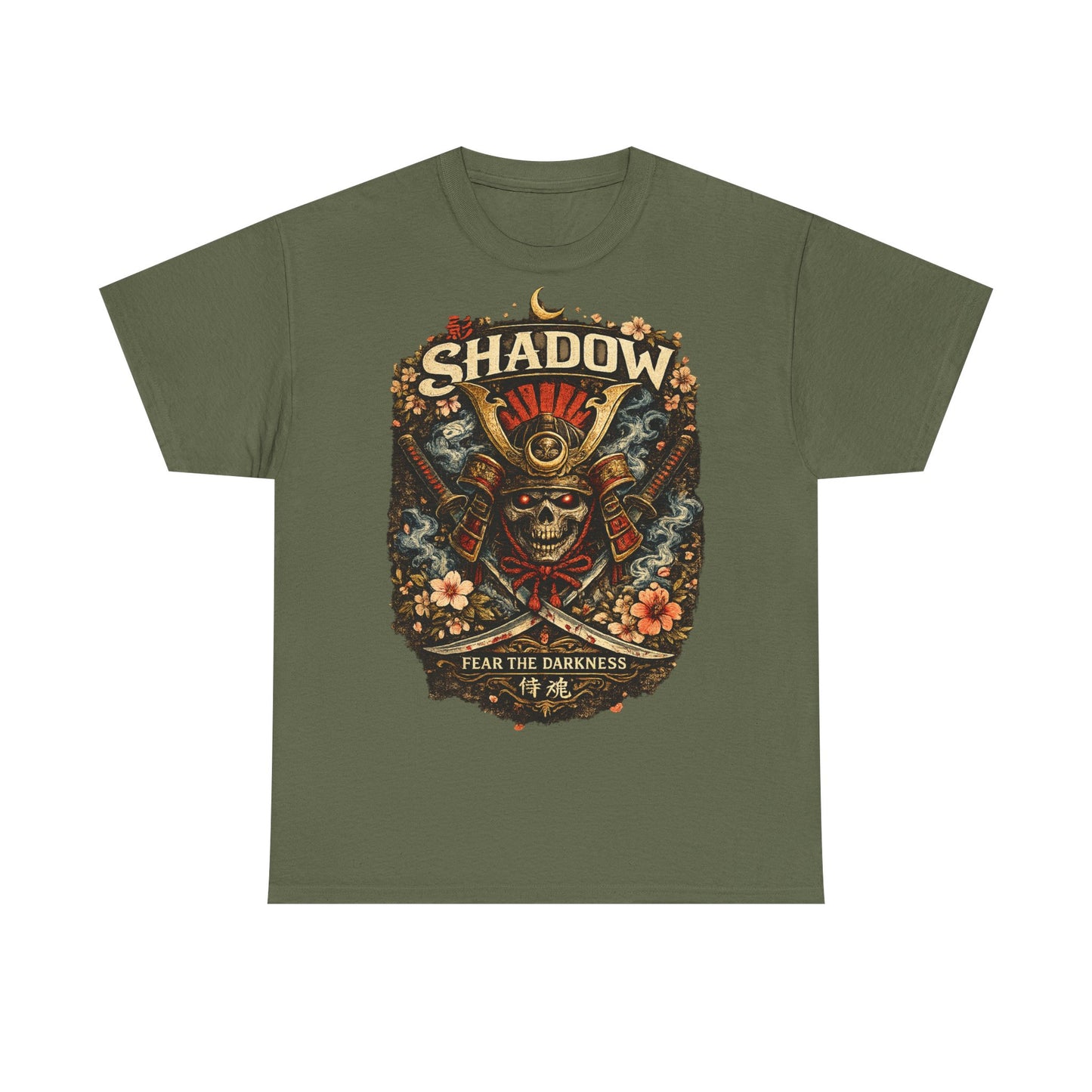 Shadow Samurai Skull Tee — "Fear the Darkness" Graphic T-Shirt
