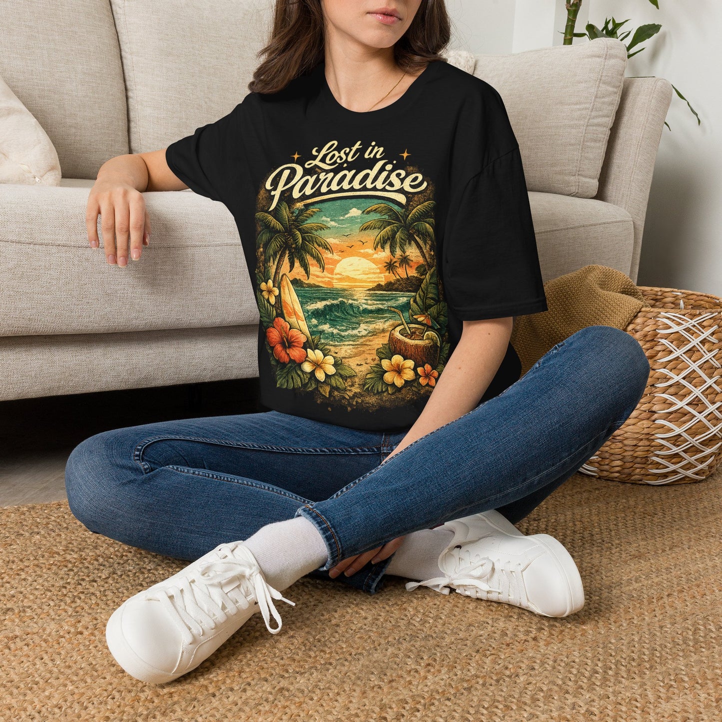 Lost in Paradise T-Shirt — Vintage Tropical Sunset Tee