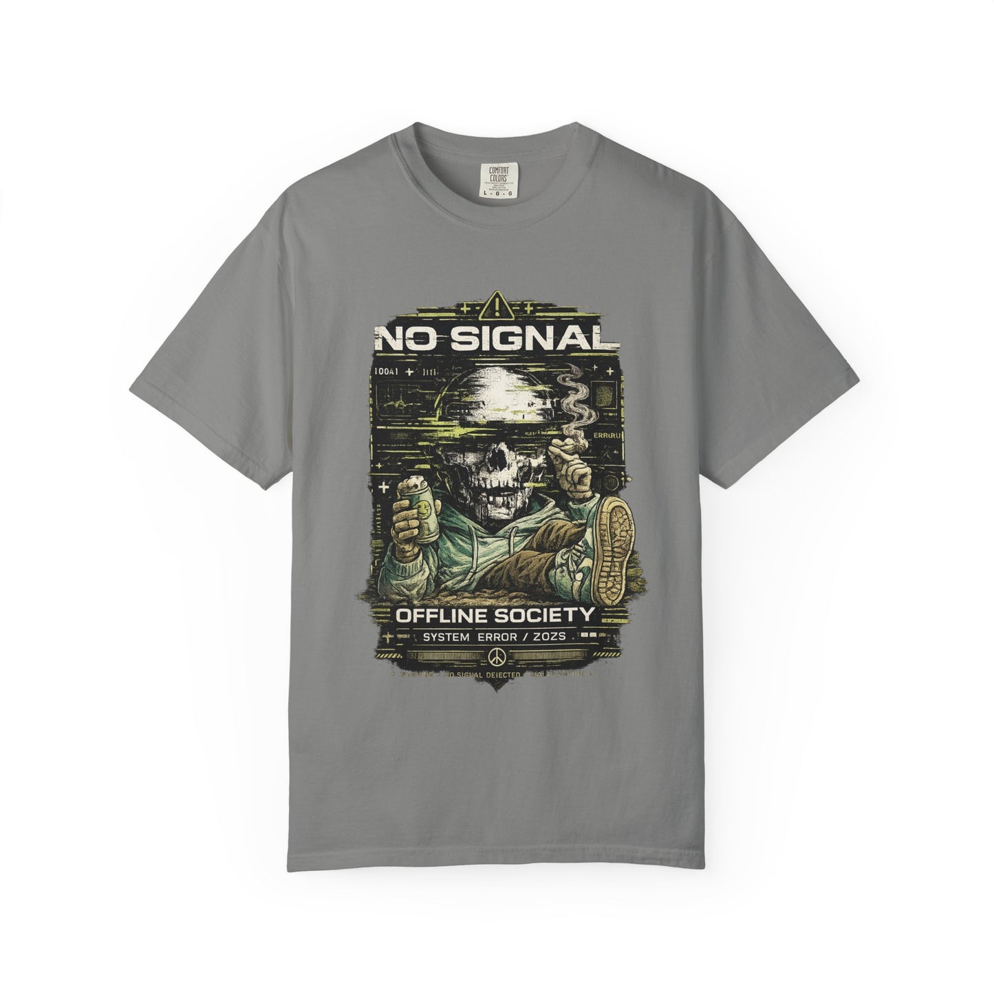 No Signal Skull T-Shirt — "Offline Society" Graphic Tee