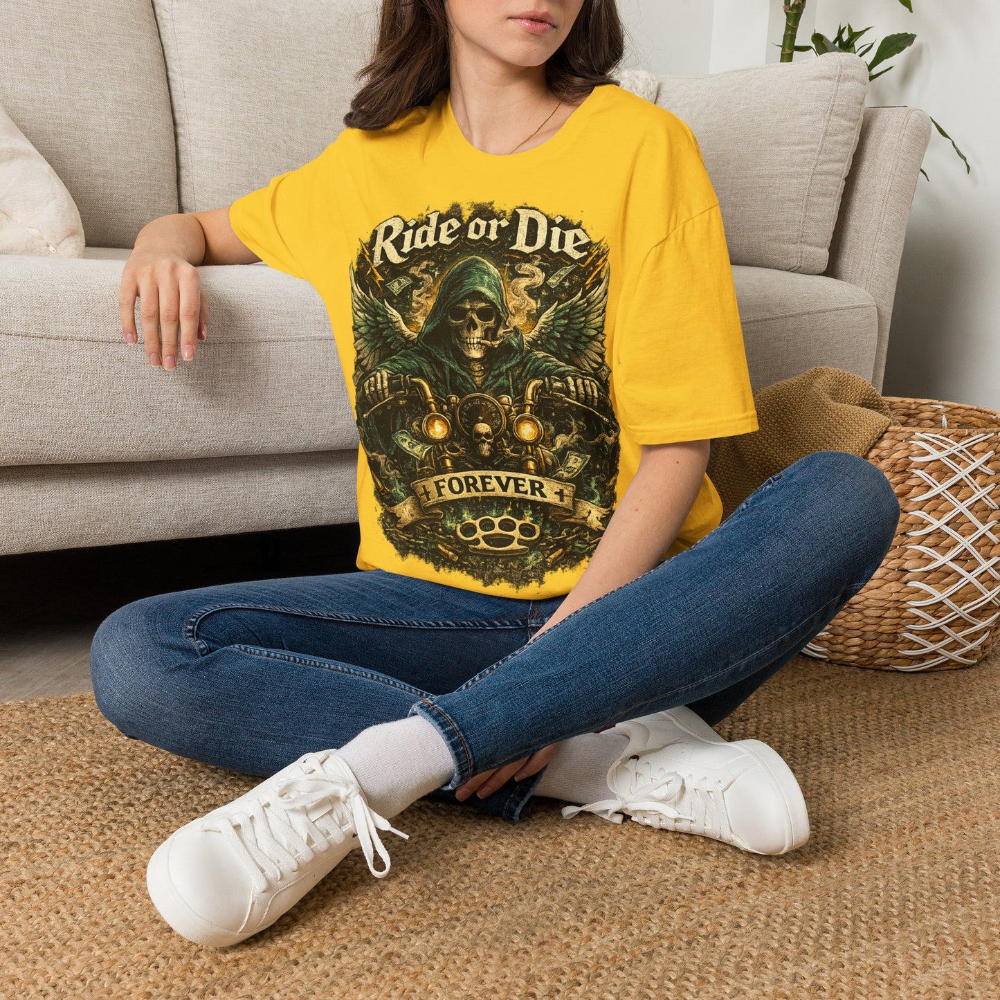 Ride or Die Motorcycle T‑Shirt — Grim Reaper Biker Graphic Tee