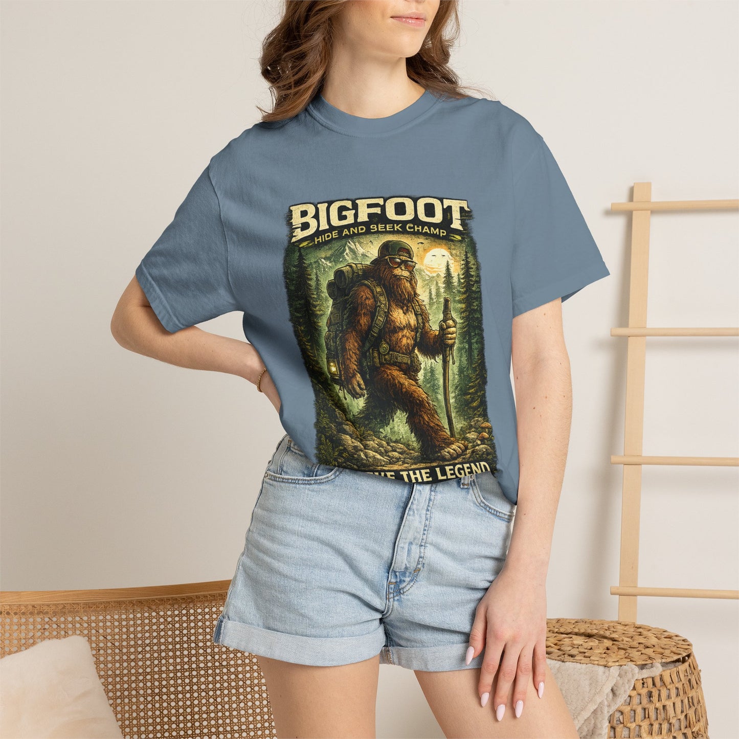 Bigfoot Graphic T-Shirt — "Believe the Legend" Retro Sasquatch Design