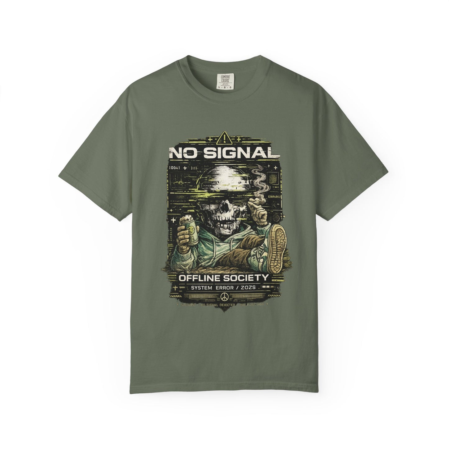 No Signal Skull T-Shirt — "Offline Society" Graphic Tee