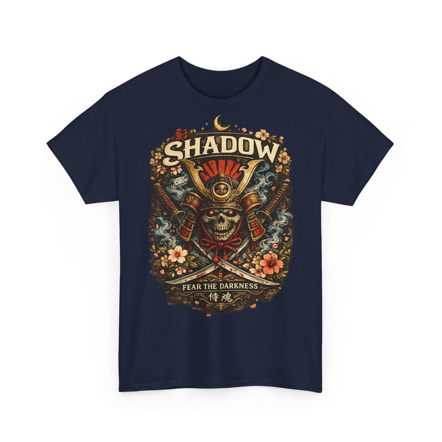Shadow Samurai Skull Tee — "Fear the Darkness" Graphic T-Shirt