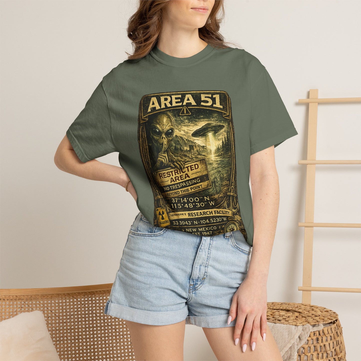 Area 51 Alien Poster T-Shirt — Vintage UFO Research Graphic Tee