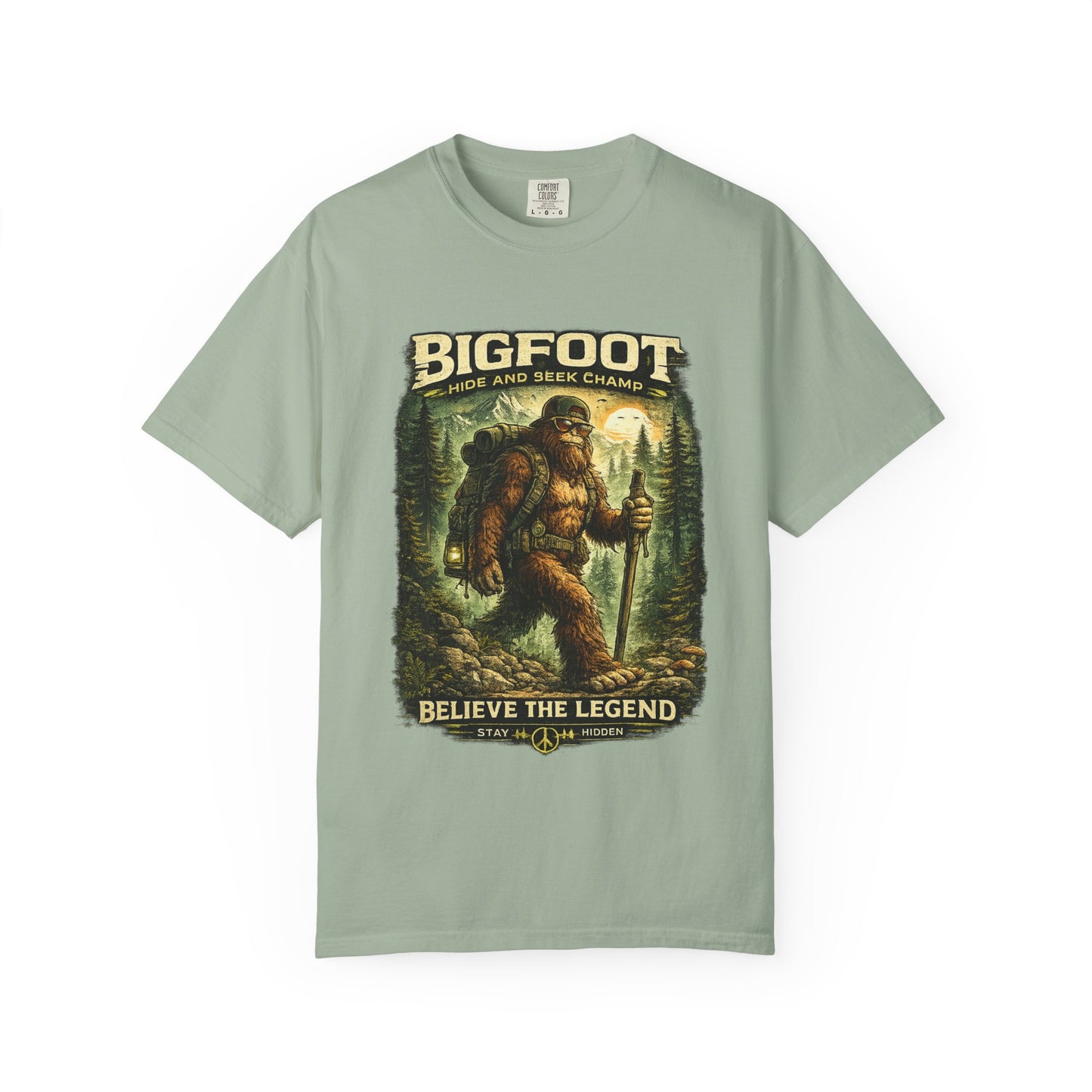 Bigfoot Graphic T-Shirt — "Believe the Legend" Retro Sasquatch Design
