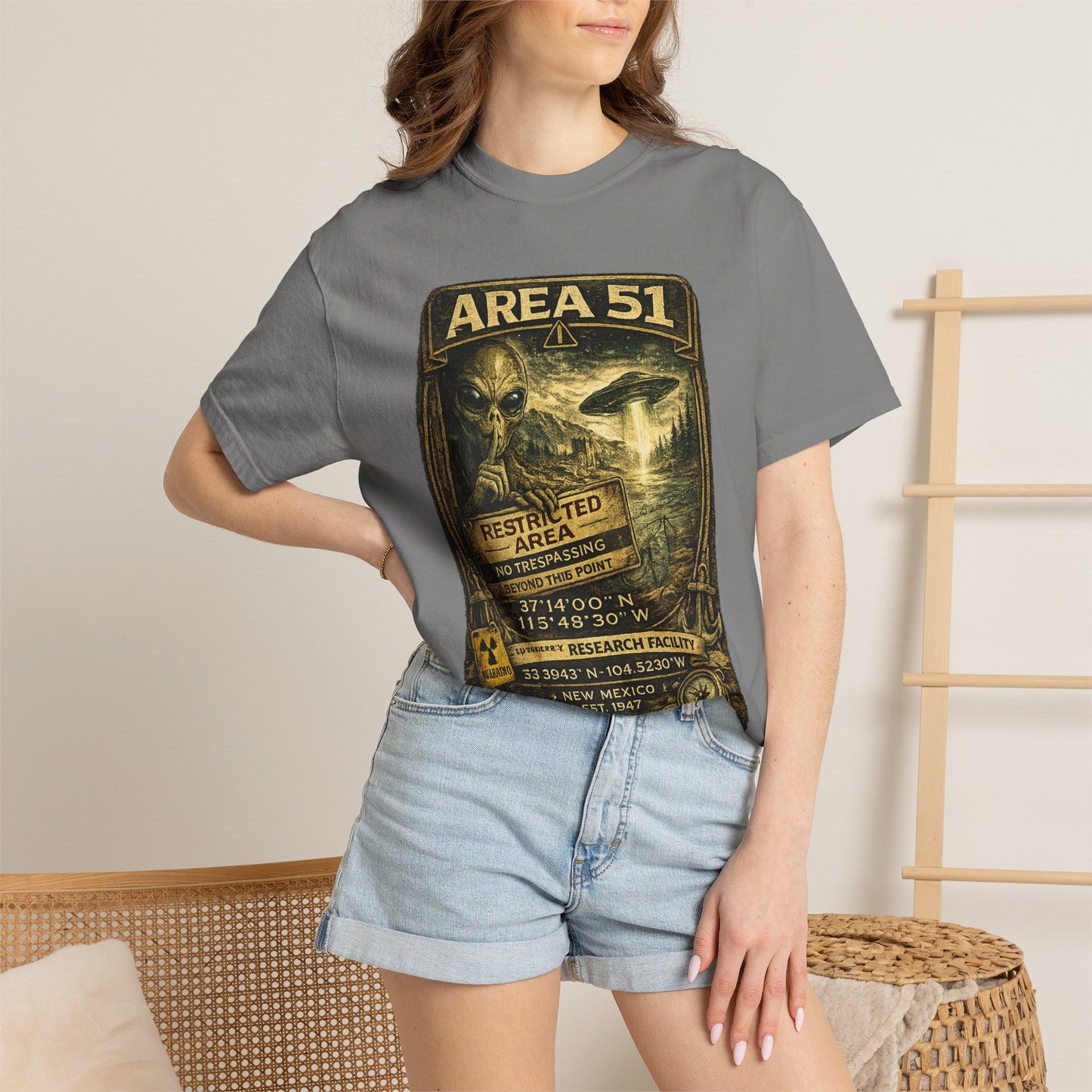 Area 51 Alien Poster T-Shirt — Vintage UFO Research Graphic Tee