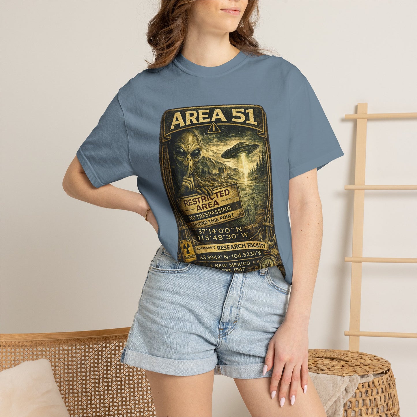 Area 51 Alien Poster T-Shirt — Vintage UFO Research Graphic Tee