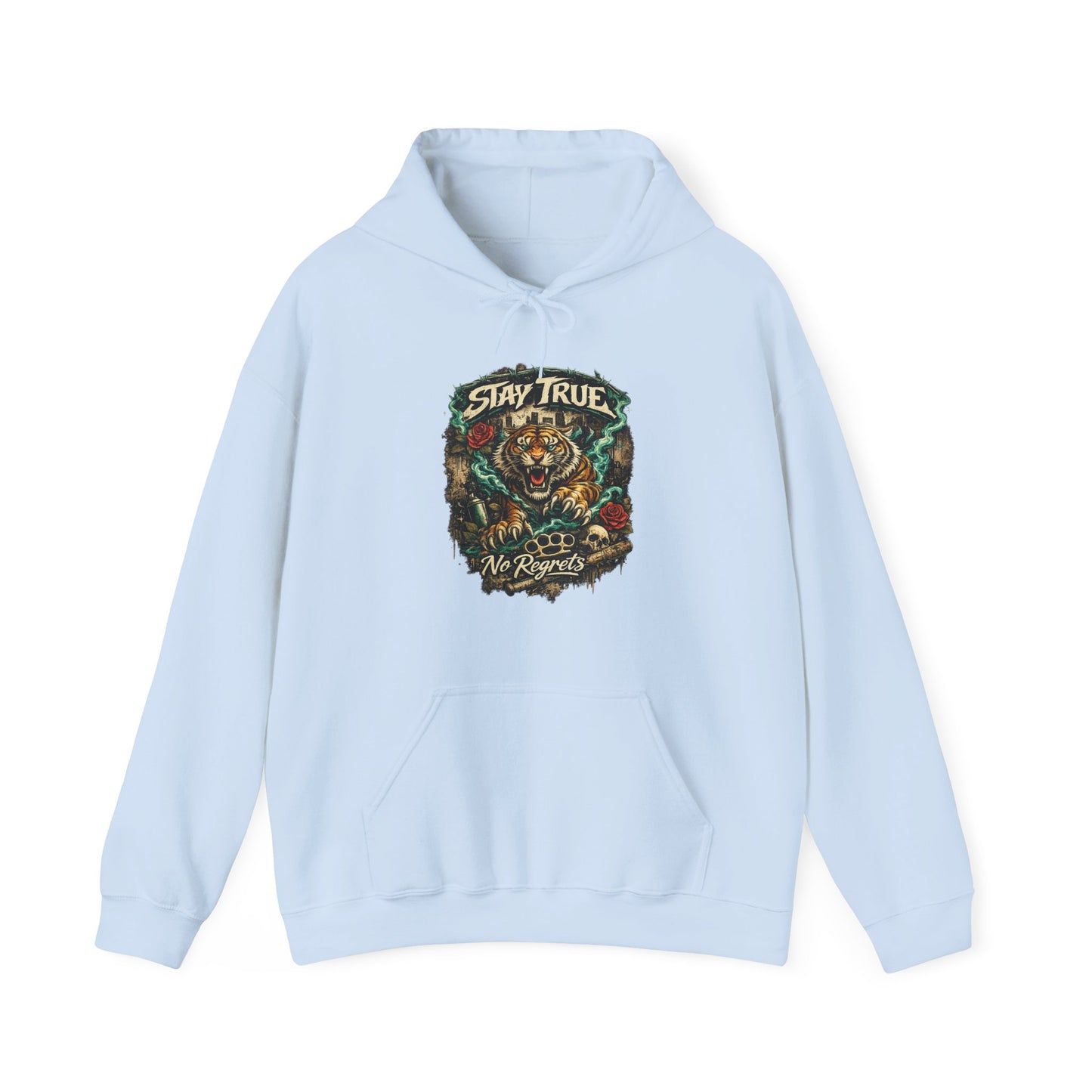 Stay True Tiger Hooded Sweatshirt — Vintage Floral Graphic Hoodie