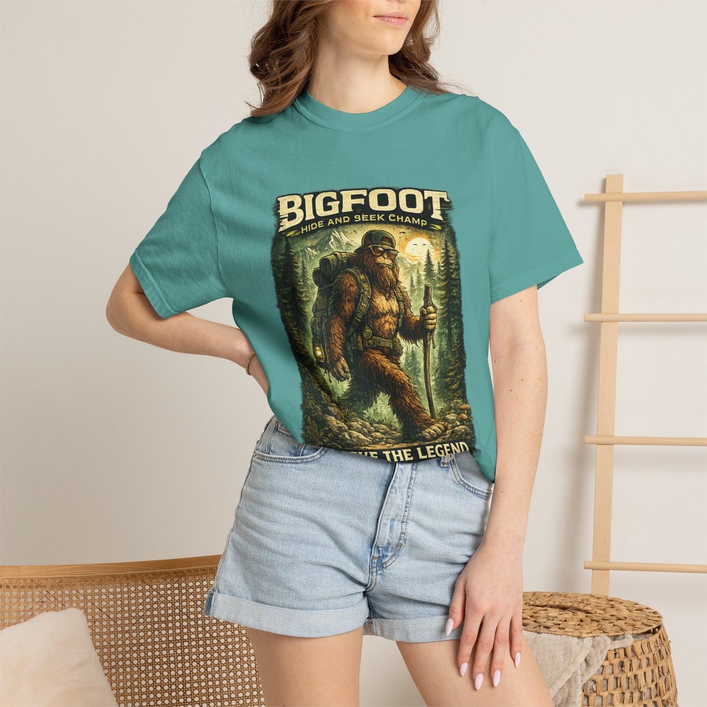 Bigfoot Graphic T-Shirt — "Believe the Legend" Retro Sasquatch Design