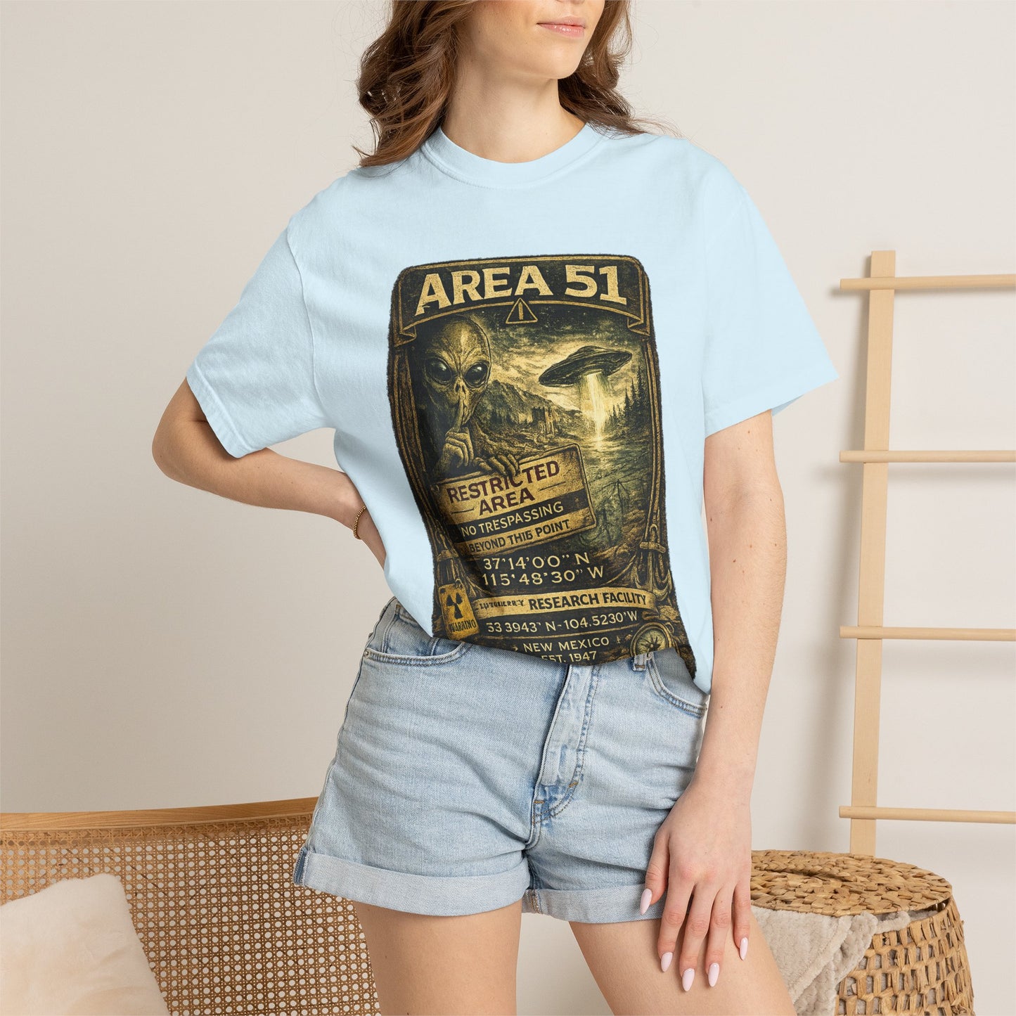 Area 51 Alien Poster T-Shirt — Vintage UFO Research Graphic Tee
