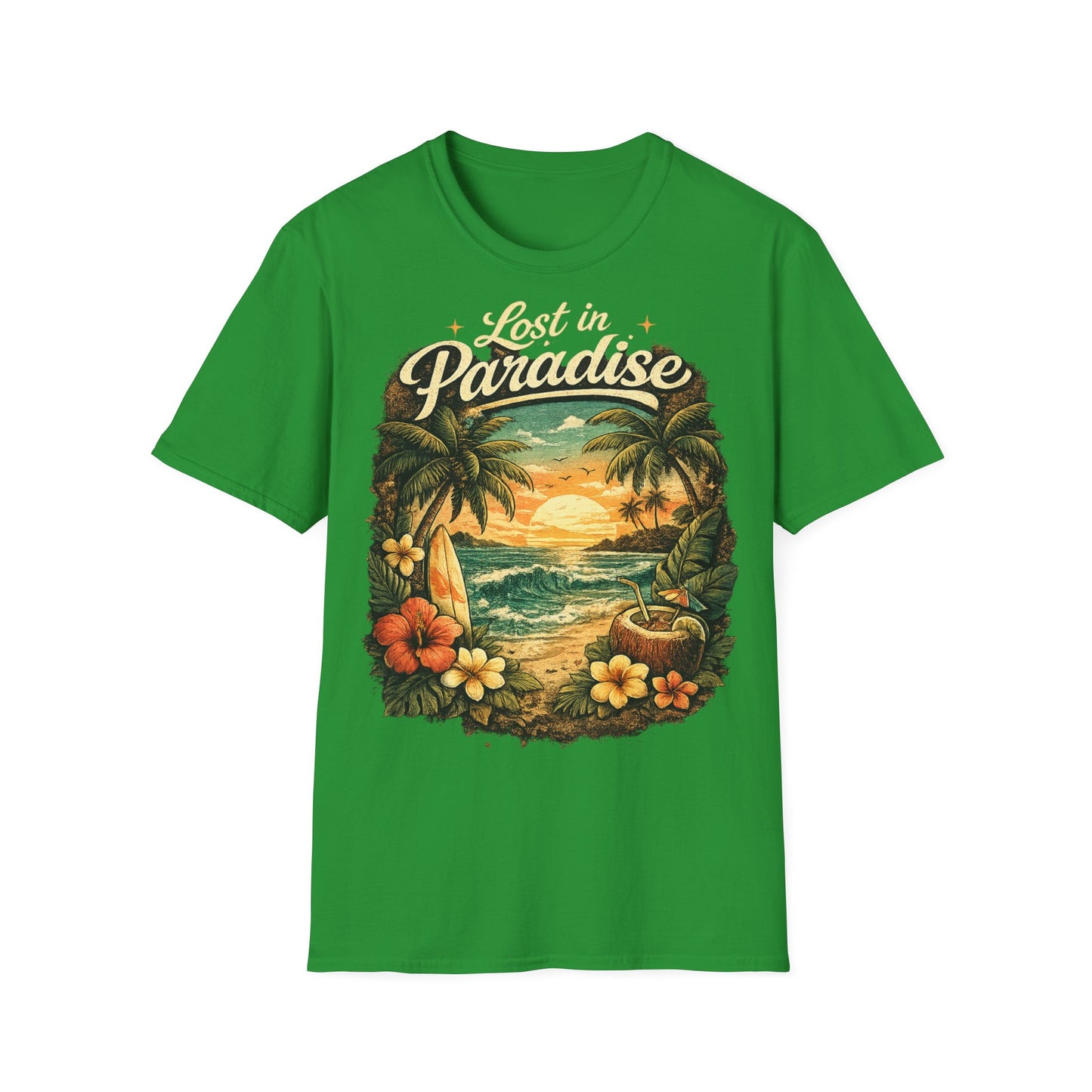 Lost in Paradise T-Shirt — Vintage Tropical Sunset Tee