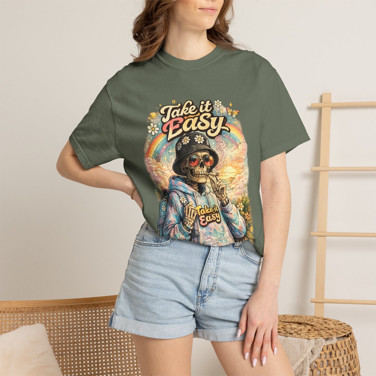 Take It Easy T-Shirt — Retro Sloth Graphic Tee, Chill Vibe Casual Shirt