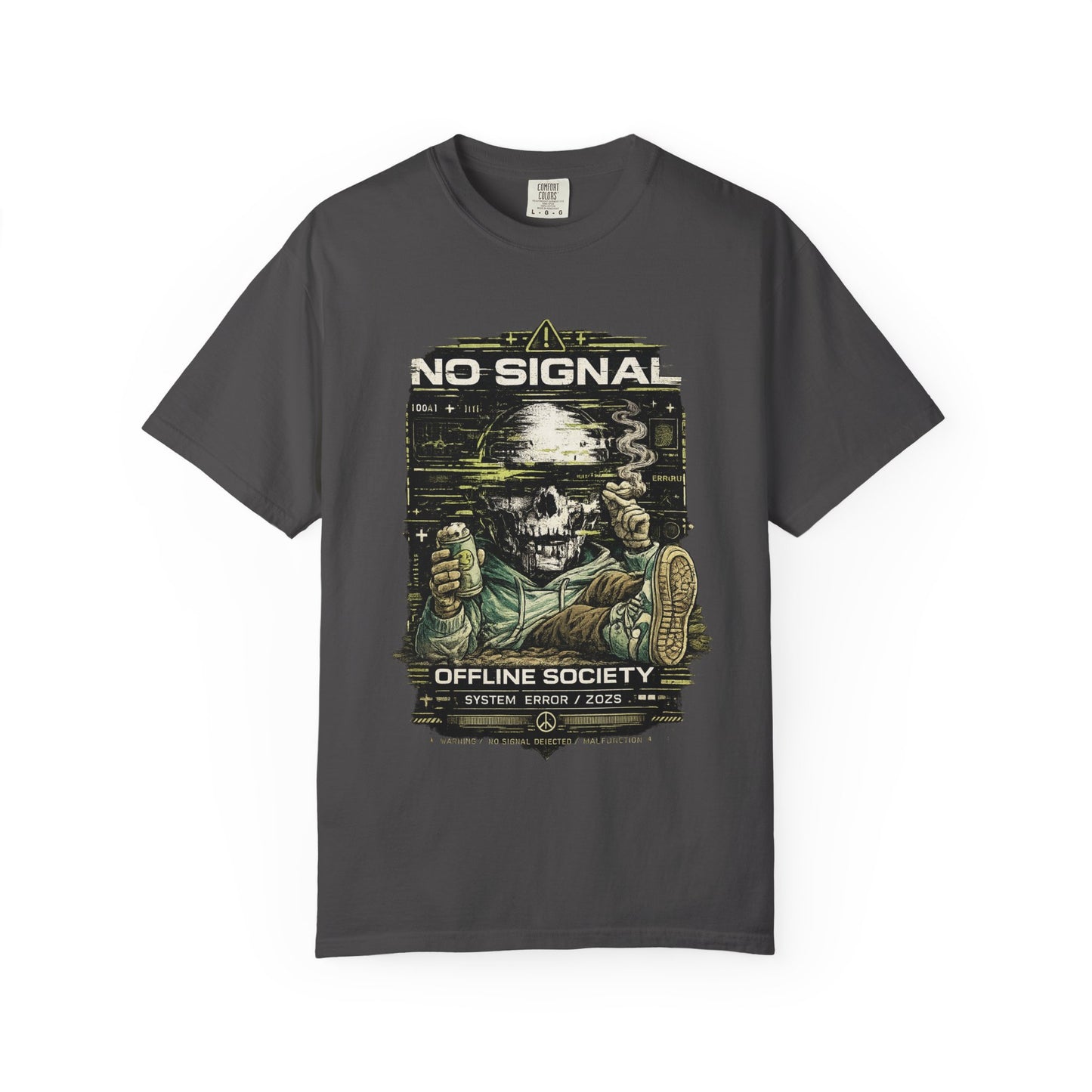 No Signal Skull T-Shirt — "Offline Society" Graphic Tee