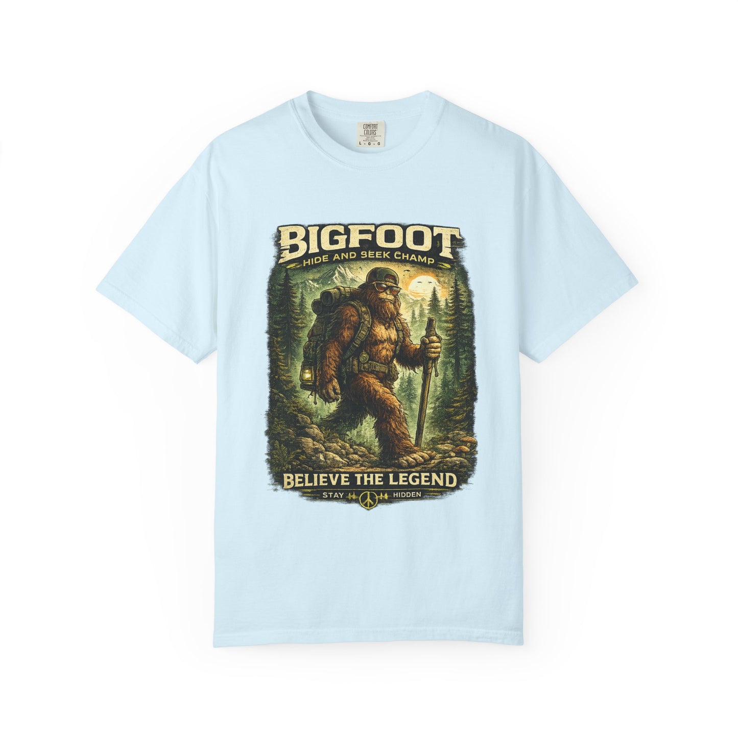Bigfoot Graphic T-Shirt — "Believe the Legend" Retro Sasquatch Design