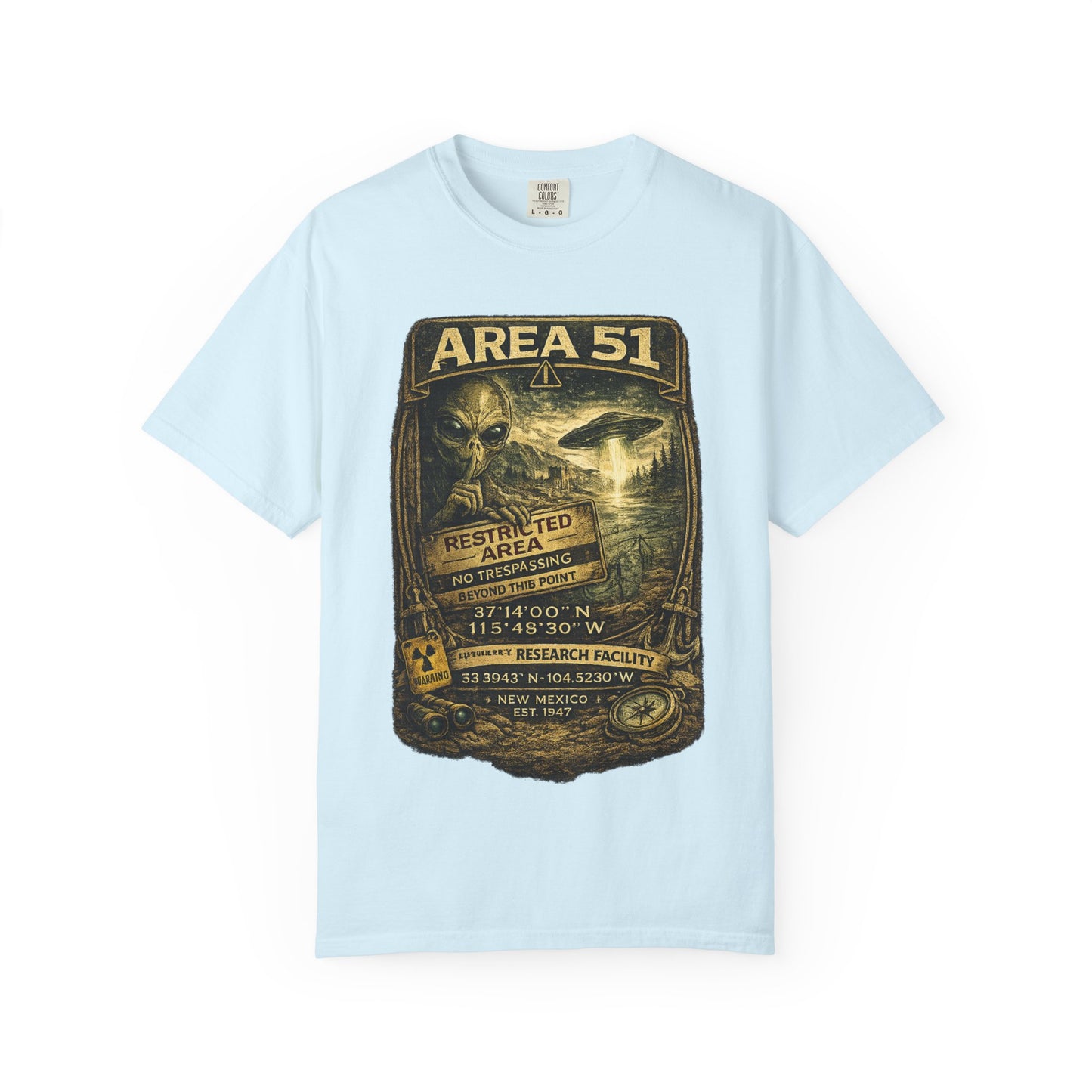 Area 51 Alien Poster T-Shirt — Vintage UFO Research Graphic Tee