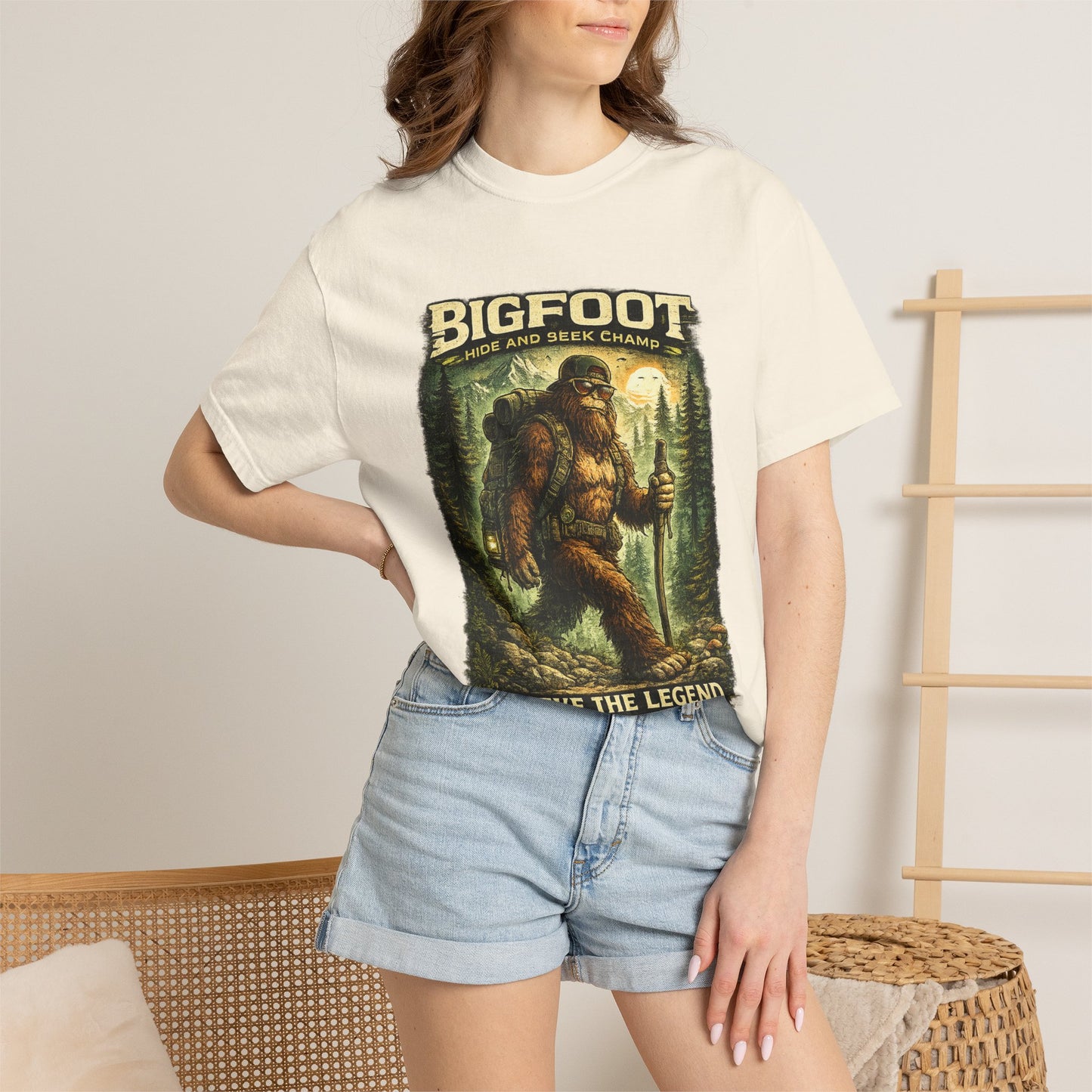 Bigfoot Graphic T-Shirt — "Believe the Legend" Retro Sasquatch Design
