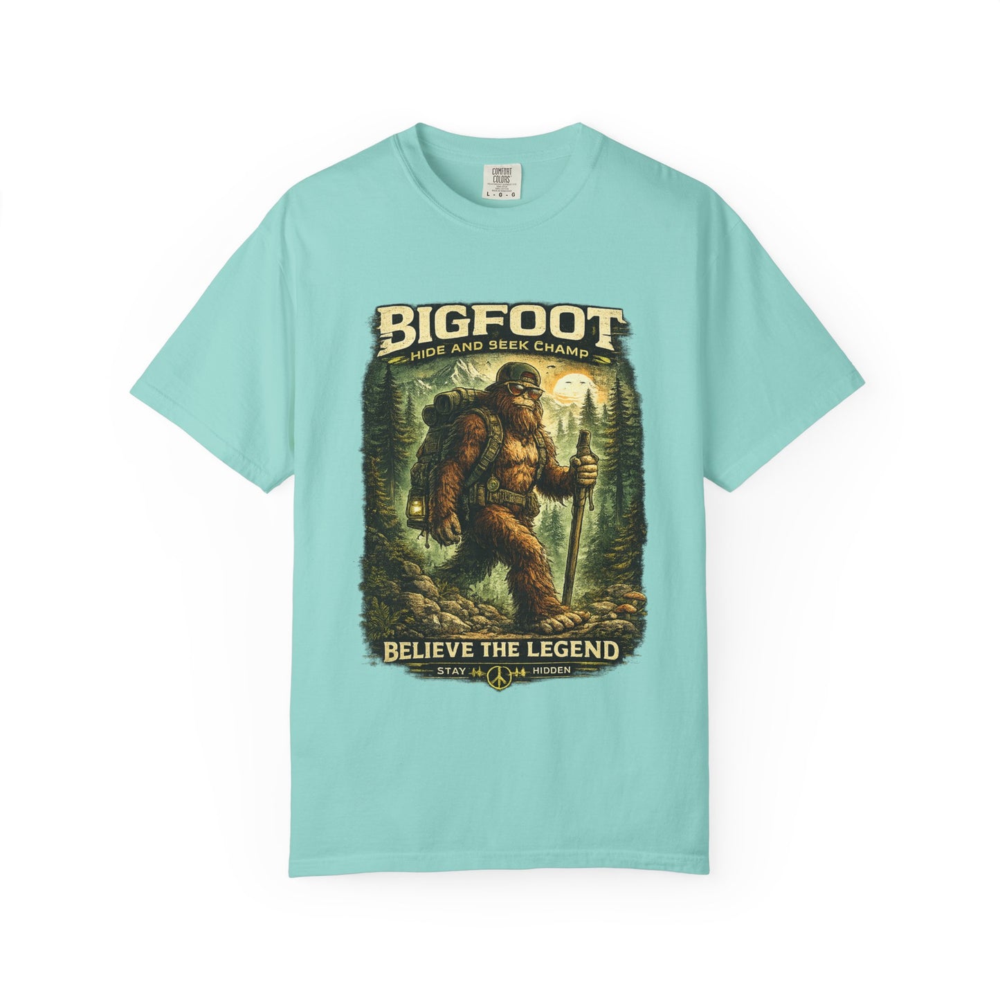 Bigfoot Graphic T-Shirt — "Believe the Legend" Retro Sasquatch Design