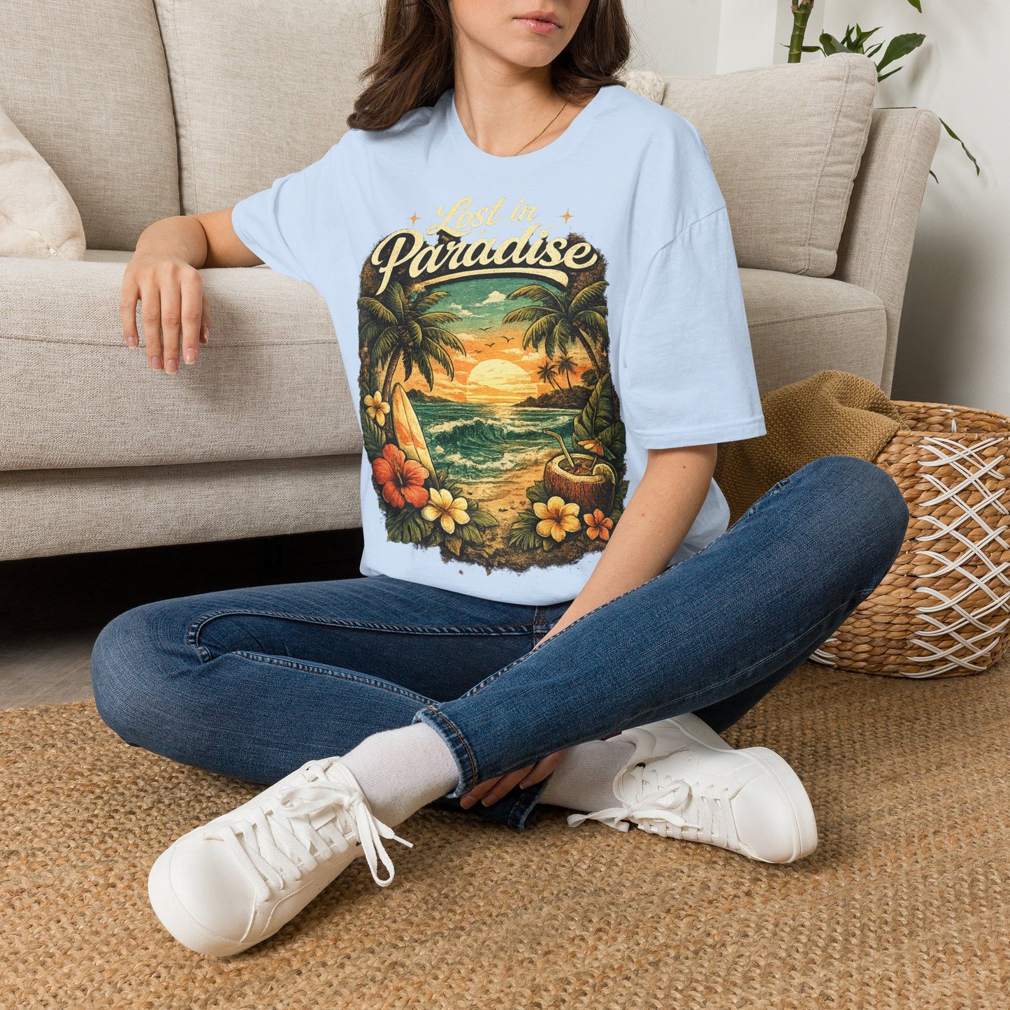 Lost in Paradise T-Shirt — Vintage Tropical Sunset Tee